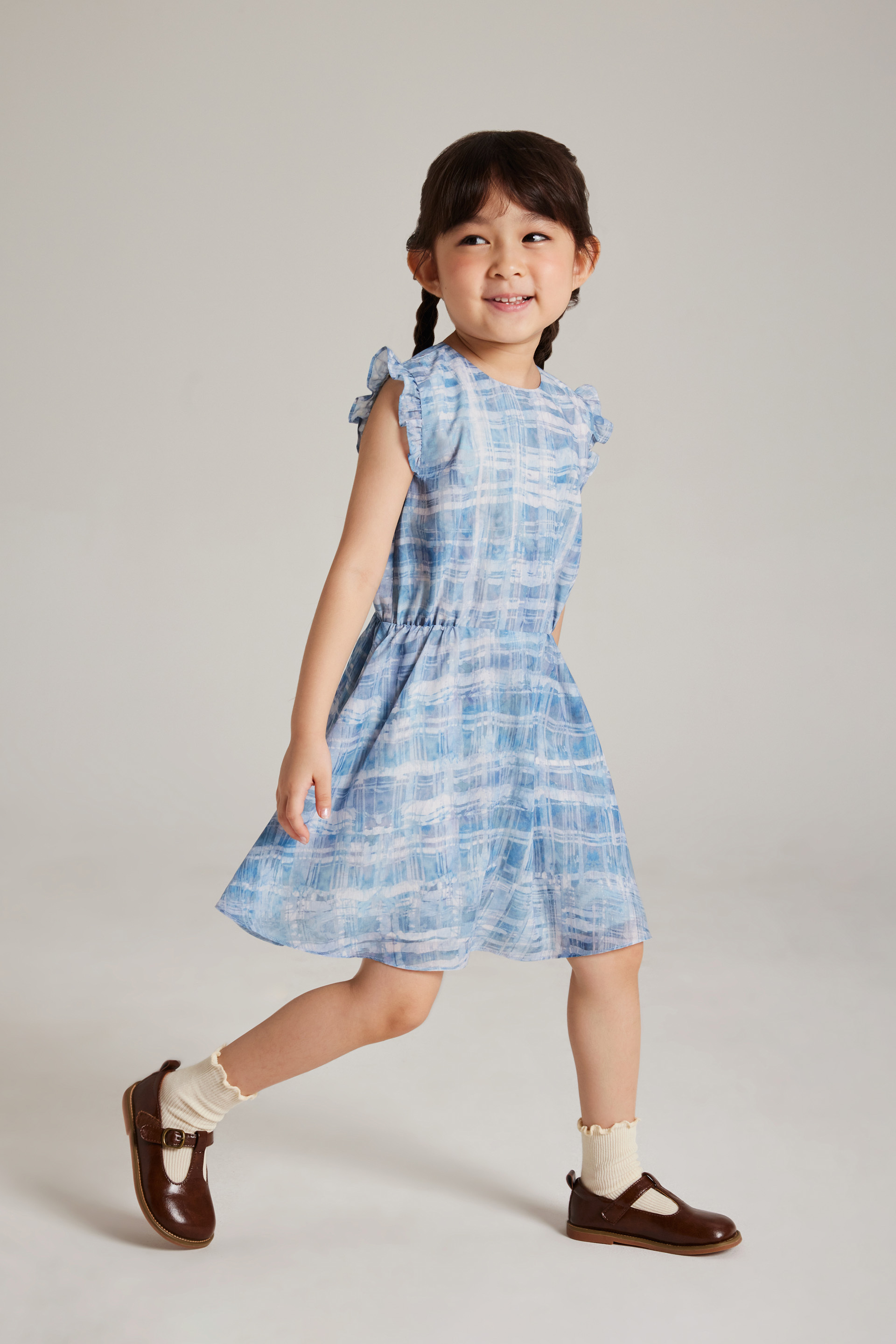 Tapestry Ruffle-Sleeve Dress