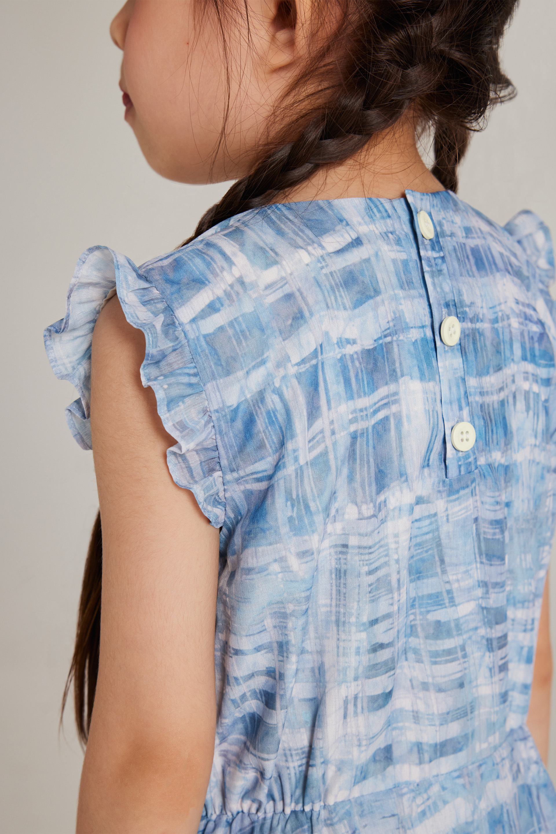 Tapestry Ruffle-Sleeve Dress