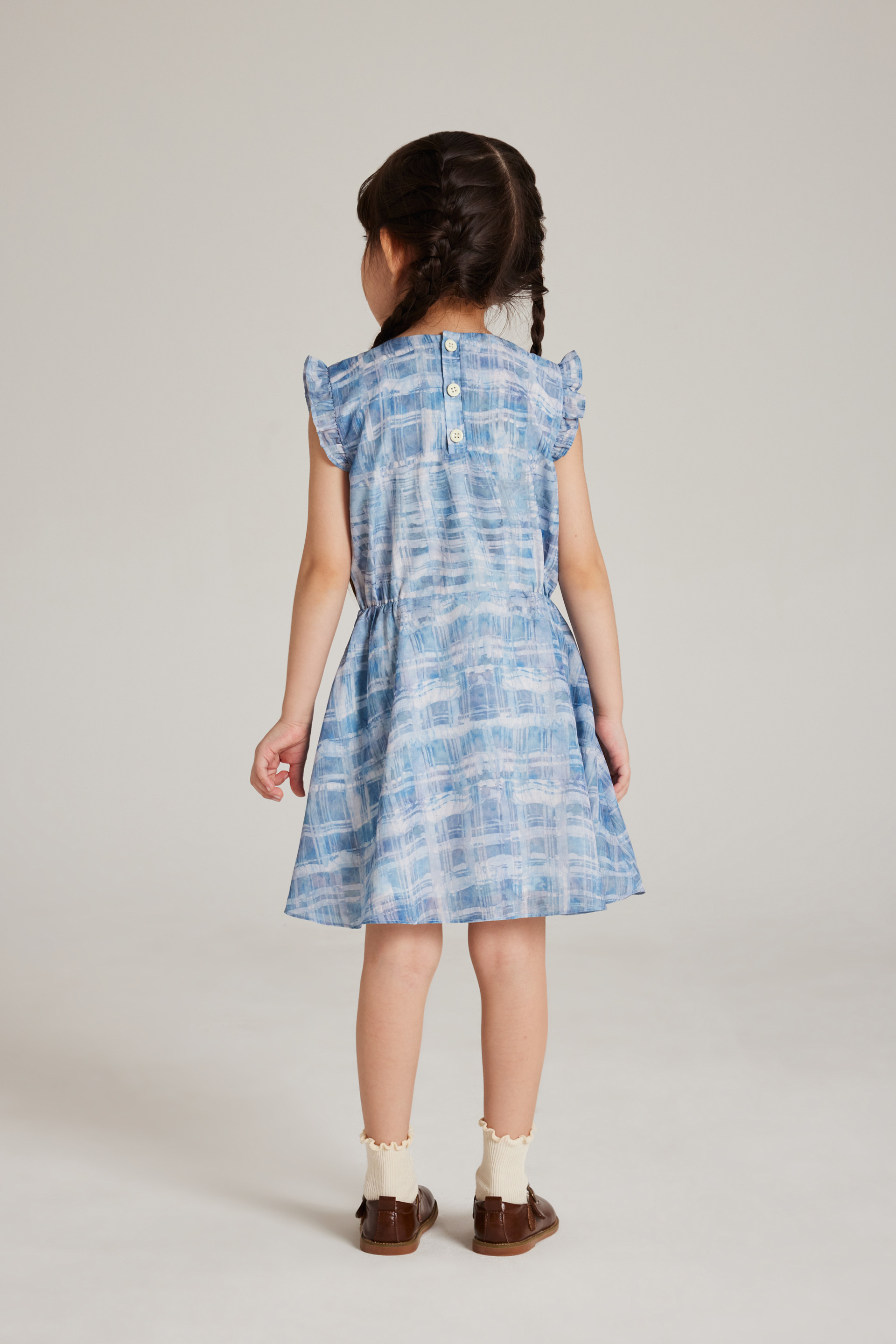 Tapestry Ruffle-Sleeve Dress