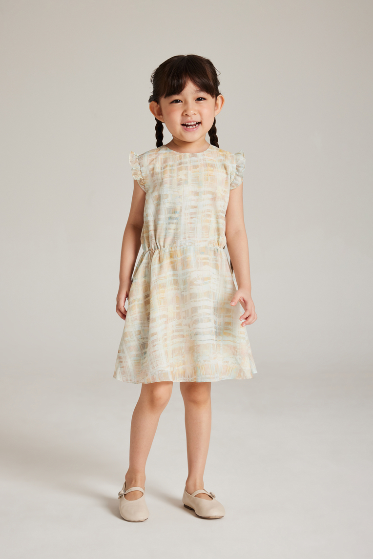 Tapestry Ruffle-Sleeve Dress