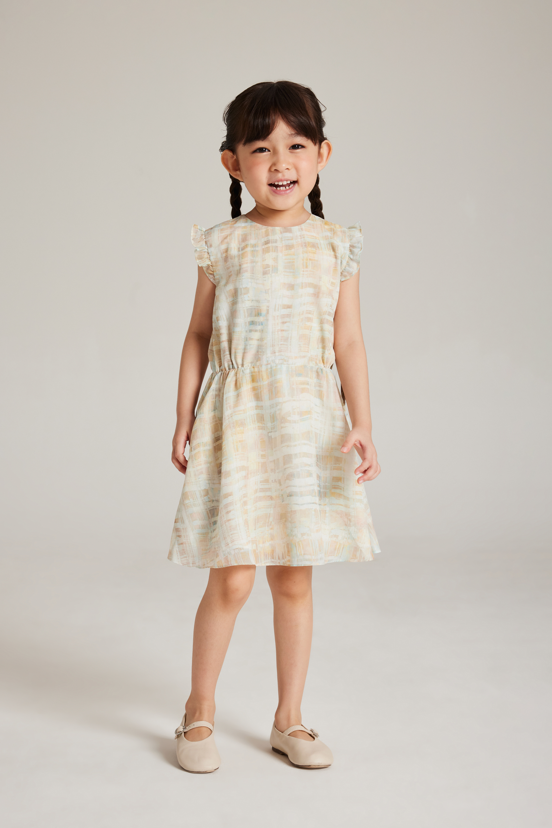 Tapestry Ruffle-Sleeve Dress