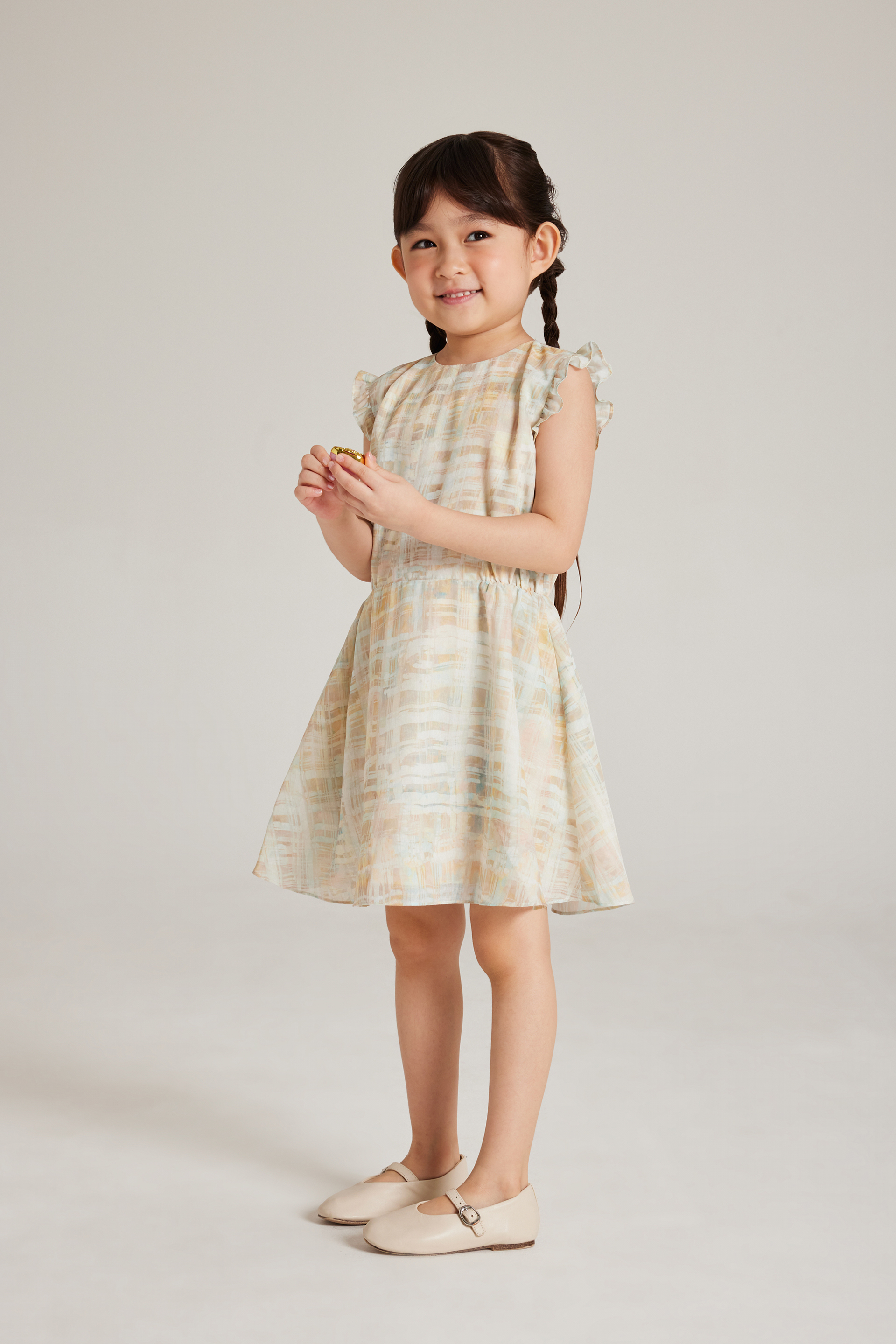 Tapestry Ruffle-Sleeve Dress