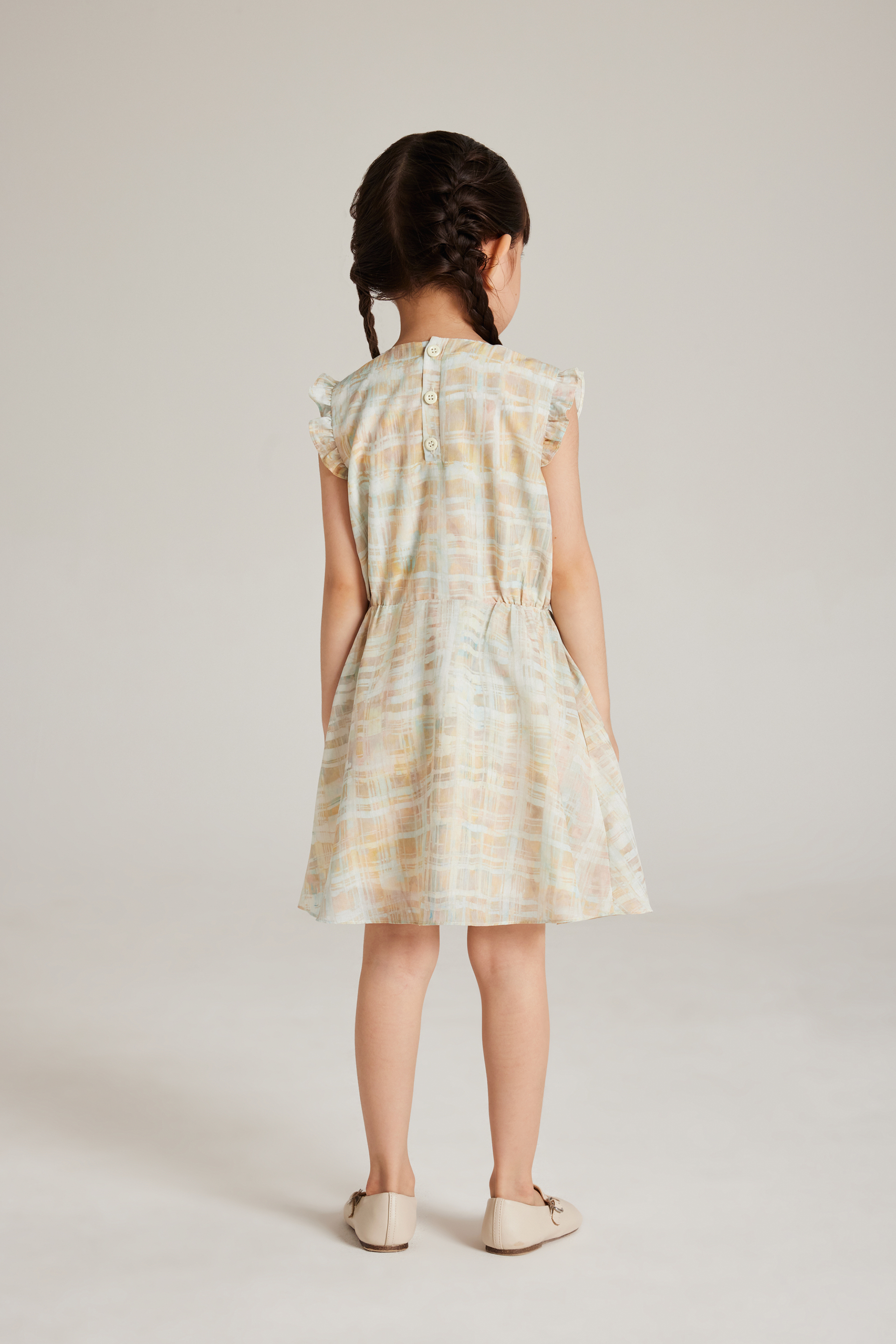 Tapestry Ruffle-Sleeve Dress