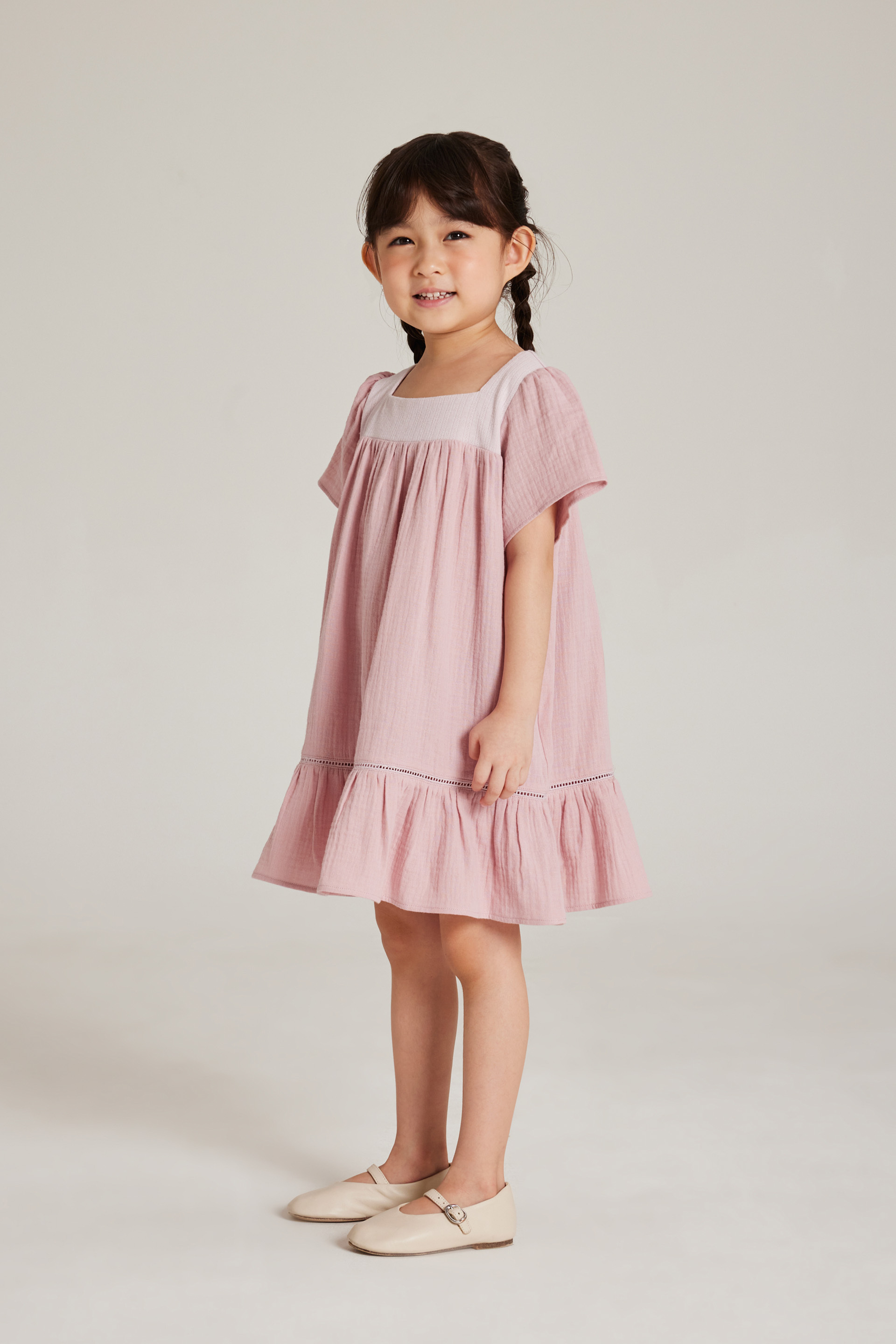 Contrast Cotton Trim Dress