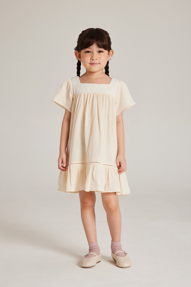 Contrast Cotton Trim Dress