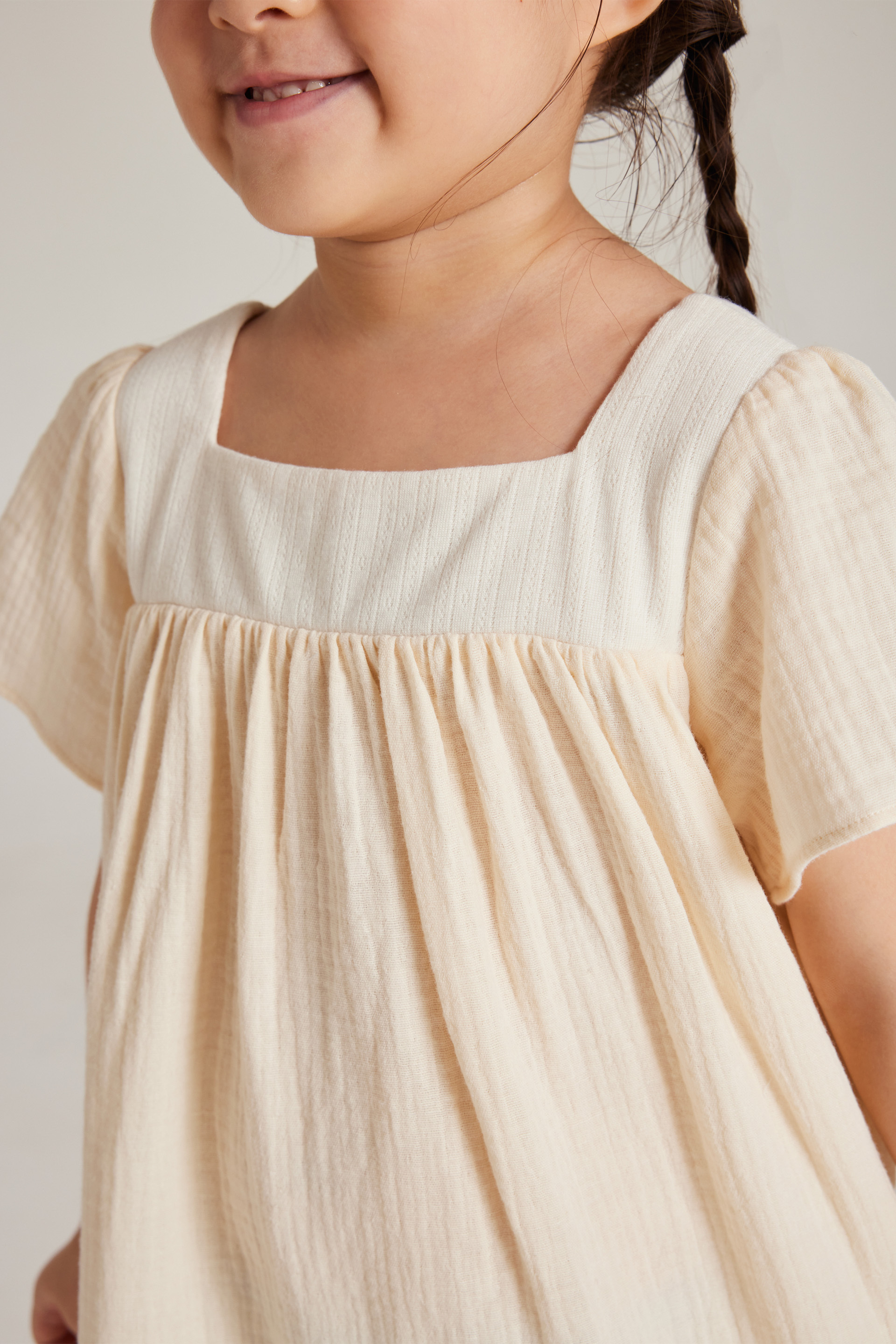 Contrast Cotton Trim Dress