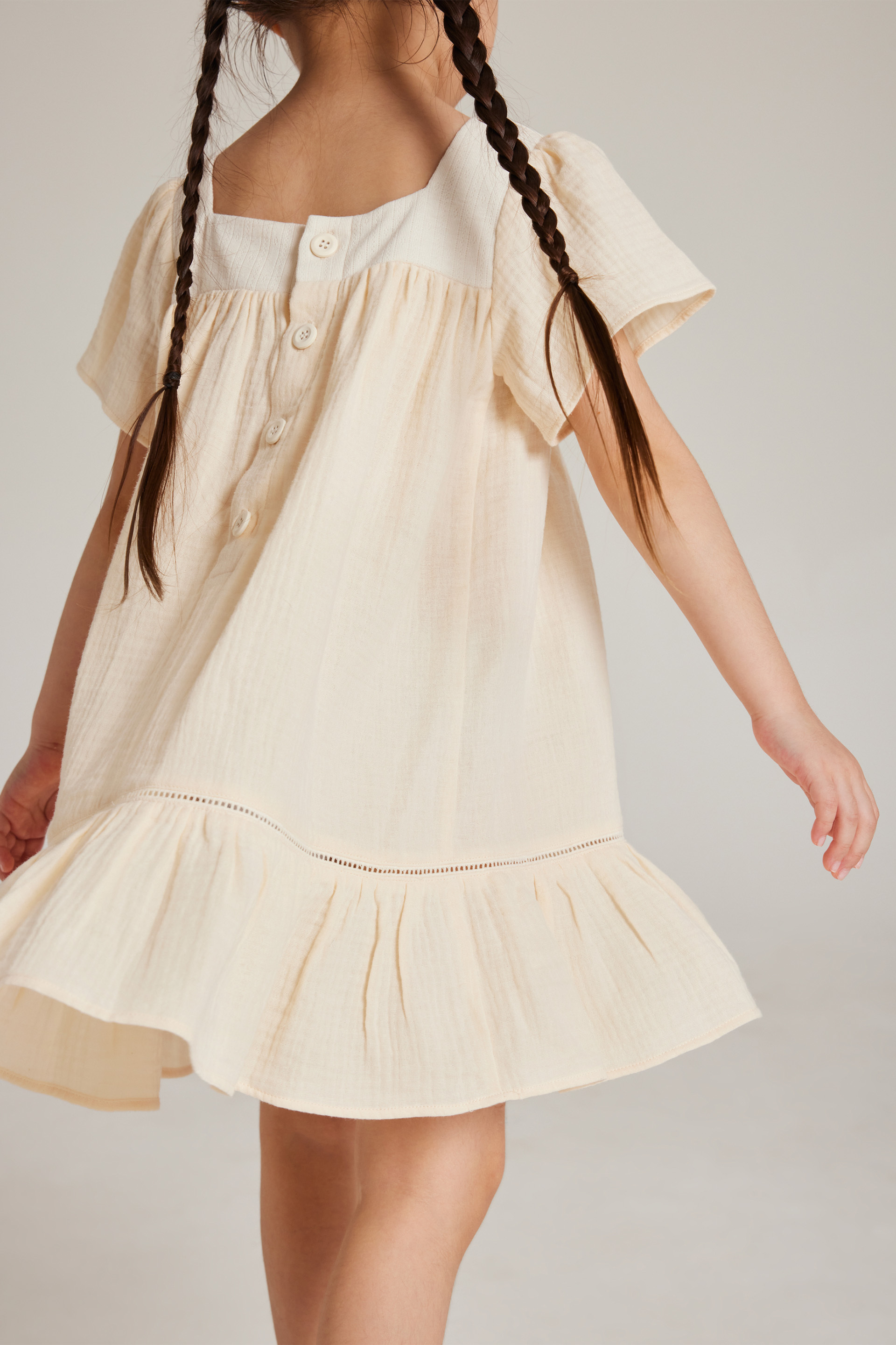 Contrast Cotton Trim Dress