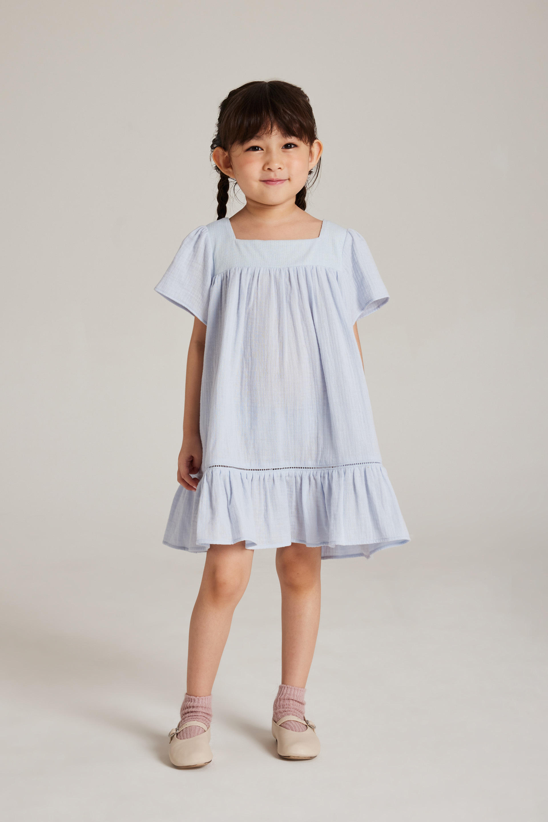 Contrast Cotton Trim Dress