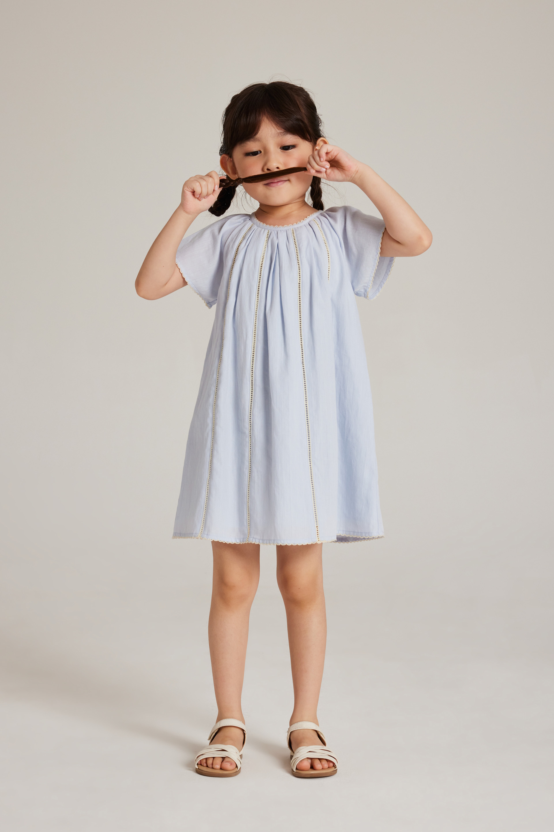 Contrast Cotton Lace-Trim Dress