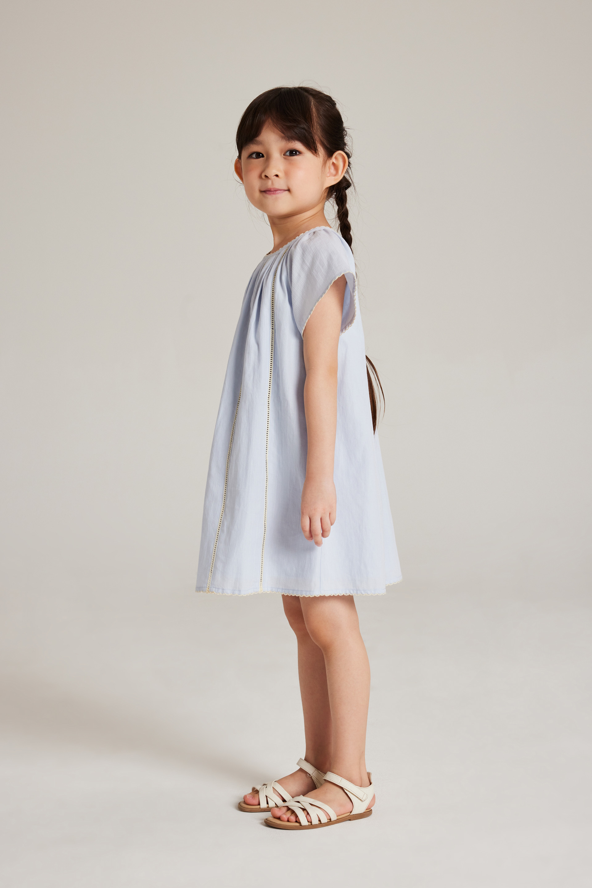 Contrast Cotton Lace-Trim Dress