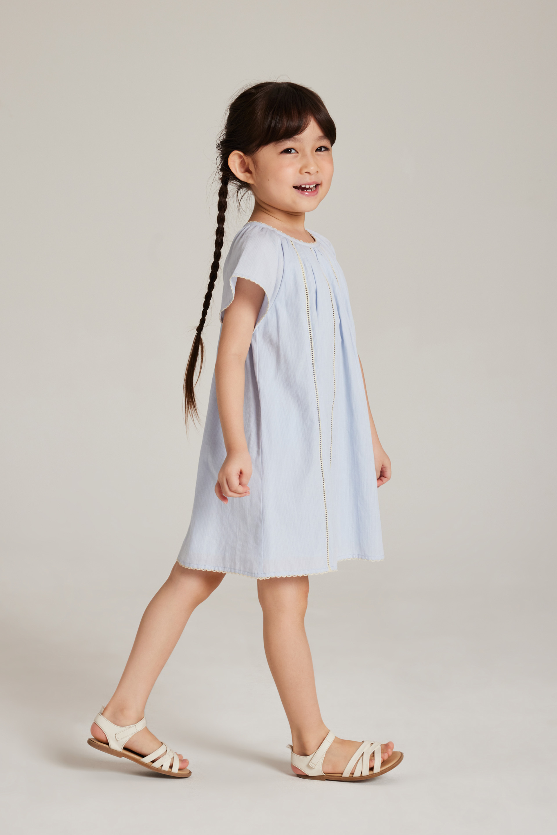 Contrast Cotton Lace-Trim Dress