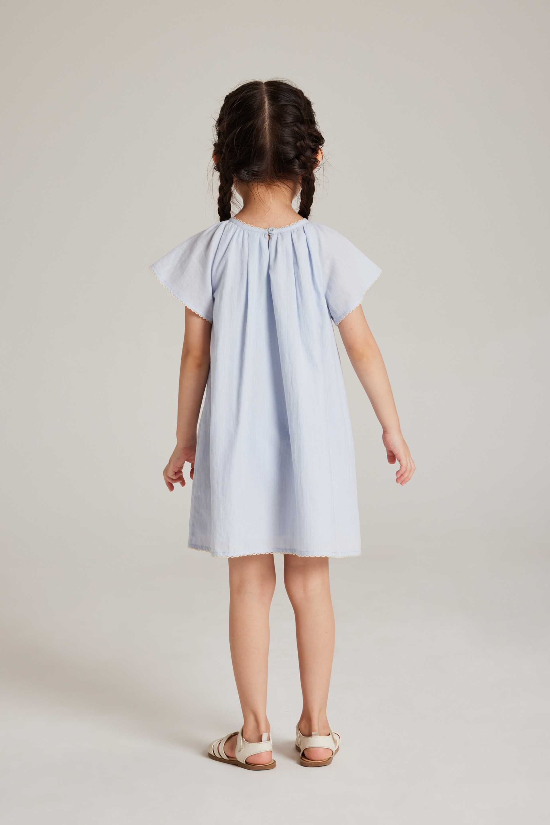 Contrast Cotton Lace-Trim Dress