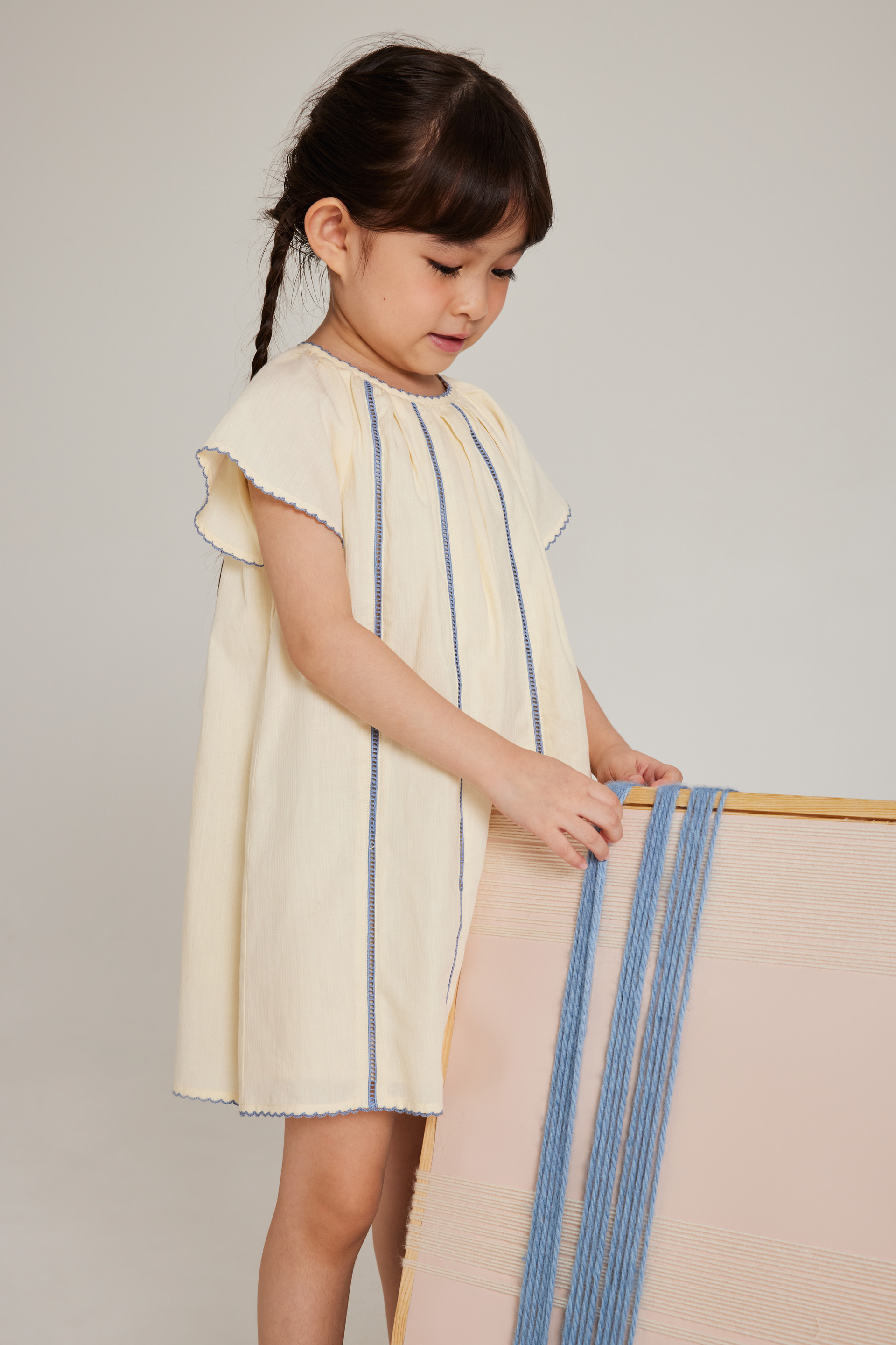 Contrast Cotton Lace-Trim Dress