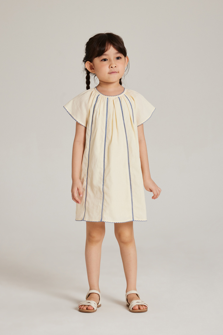 Contrast Cotton Lace-Trim Dress