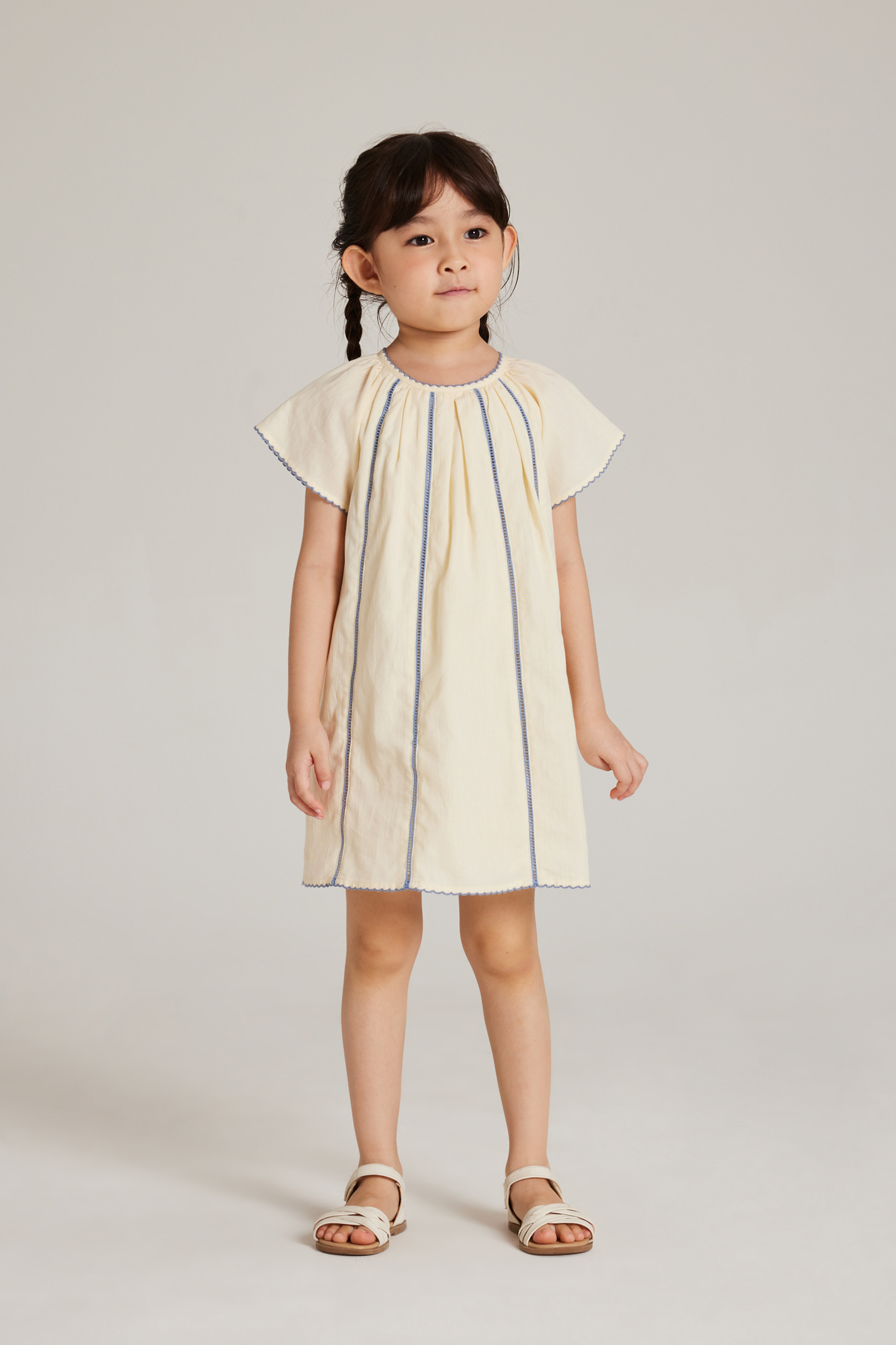 Contrast Cotton Lace-Trim Dress