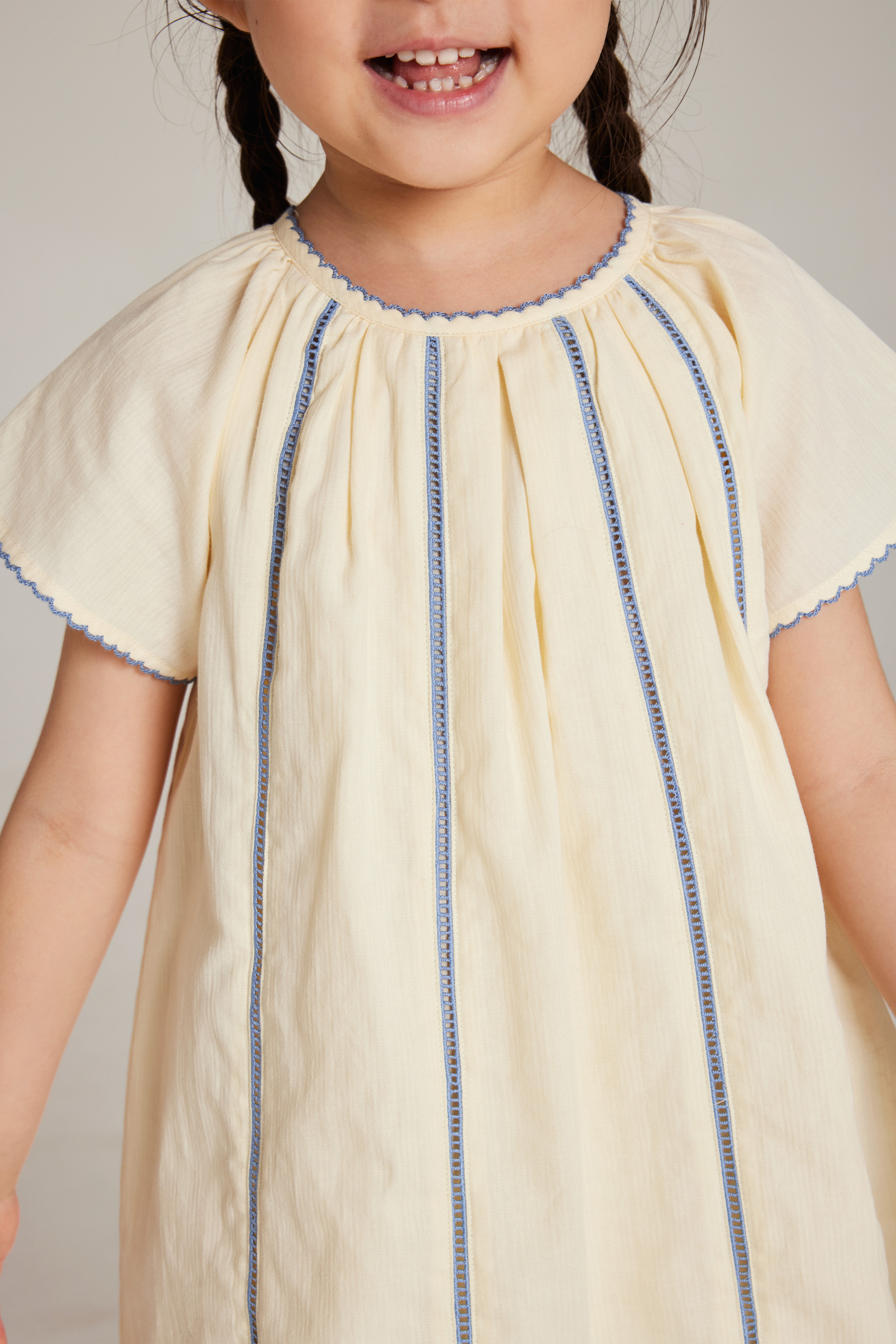 Contrast Cotton Lace-Trim Dress