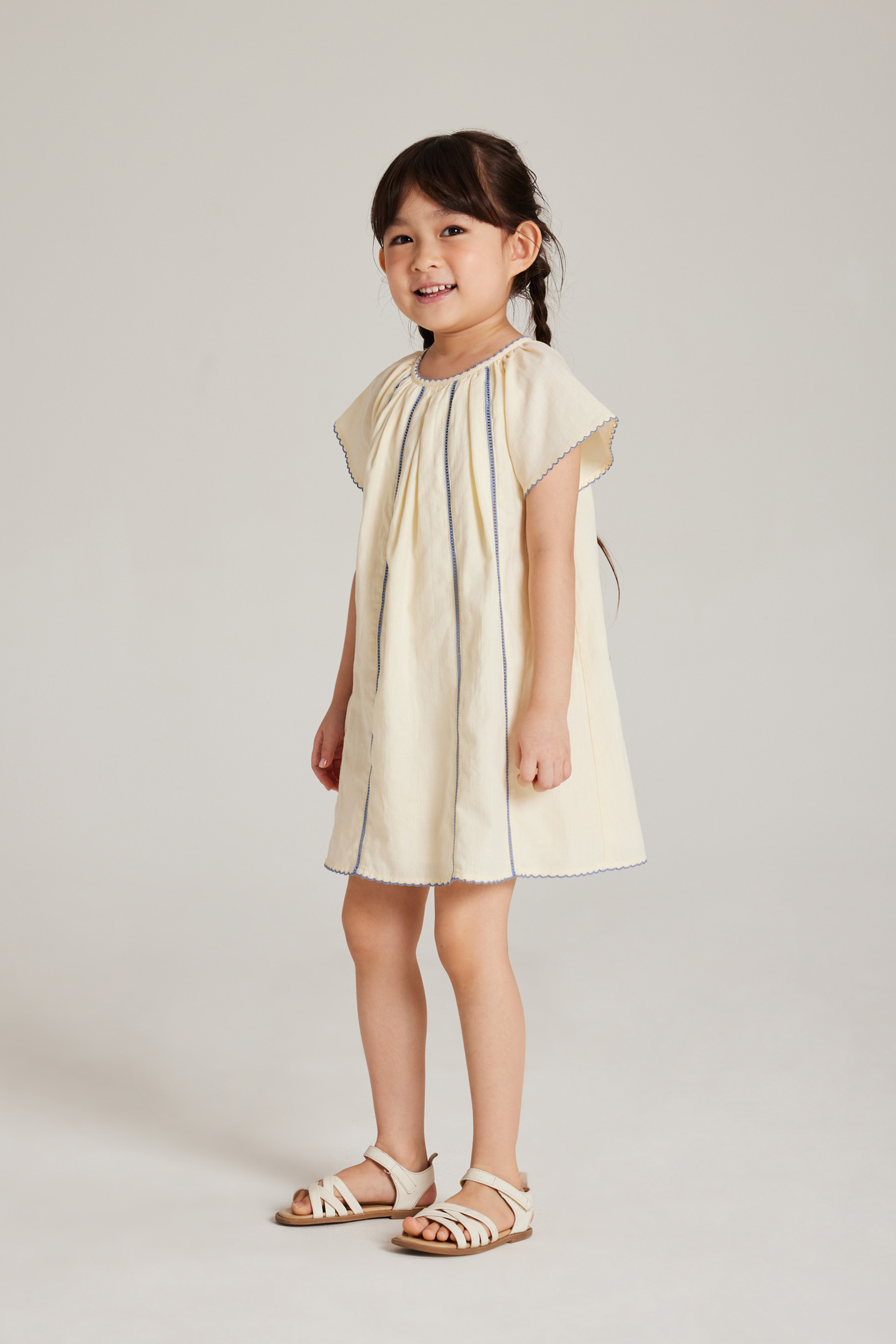 Contrast Cotton Lace-Trim Dress