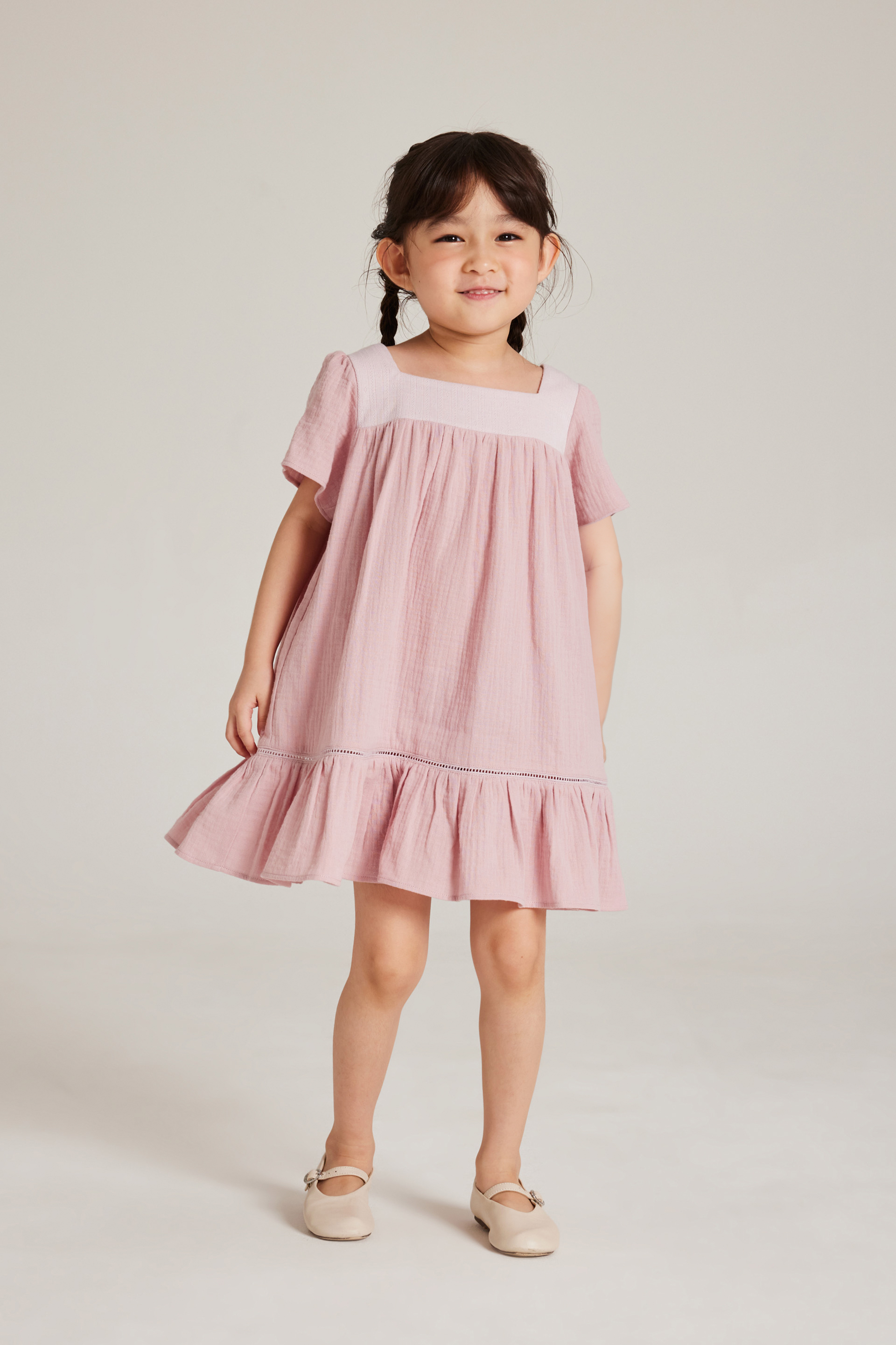 Contrast Cotton Trim Dress