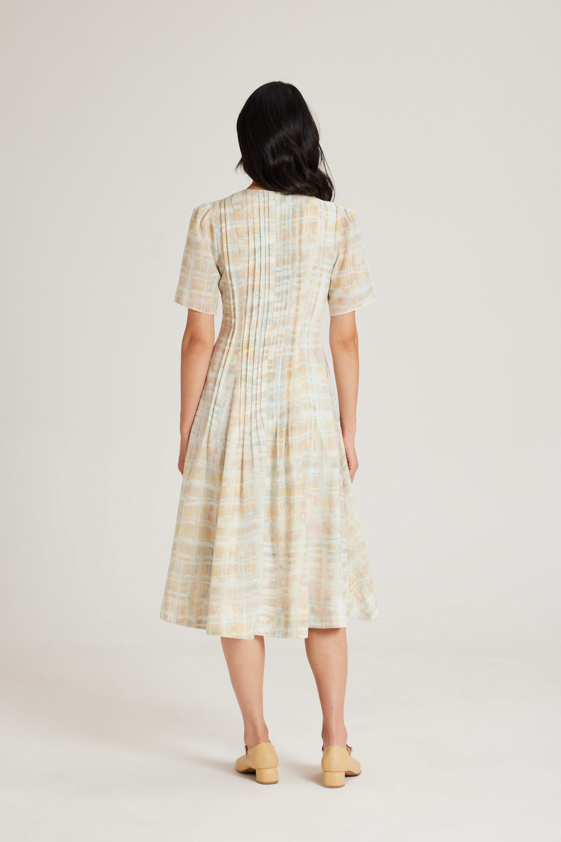 Tapestry Pintuck Midi Dress