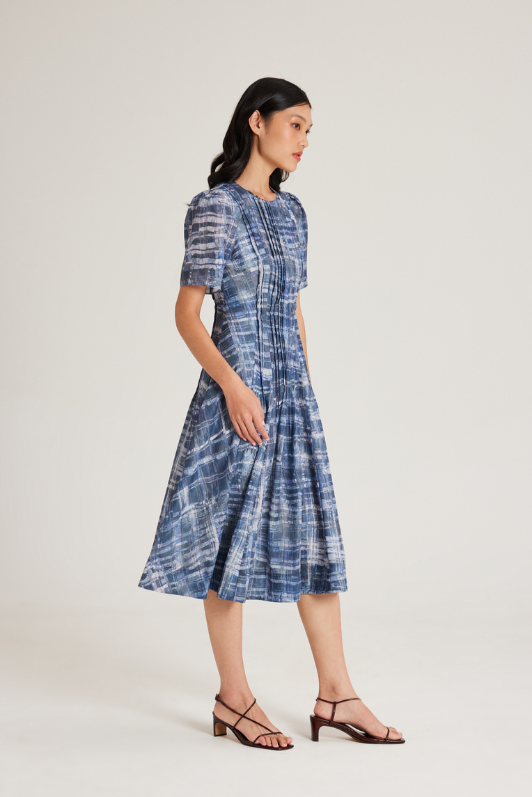 Tapestry Pintuck Midi Dress