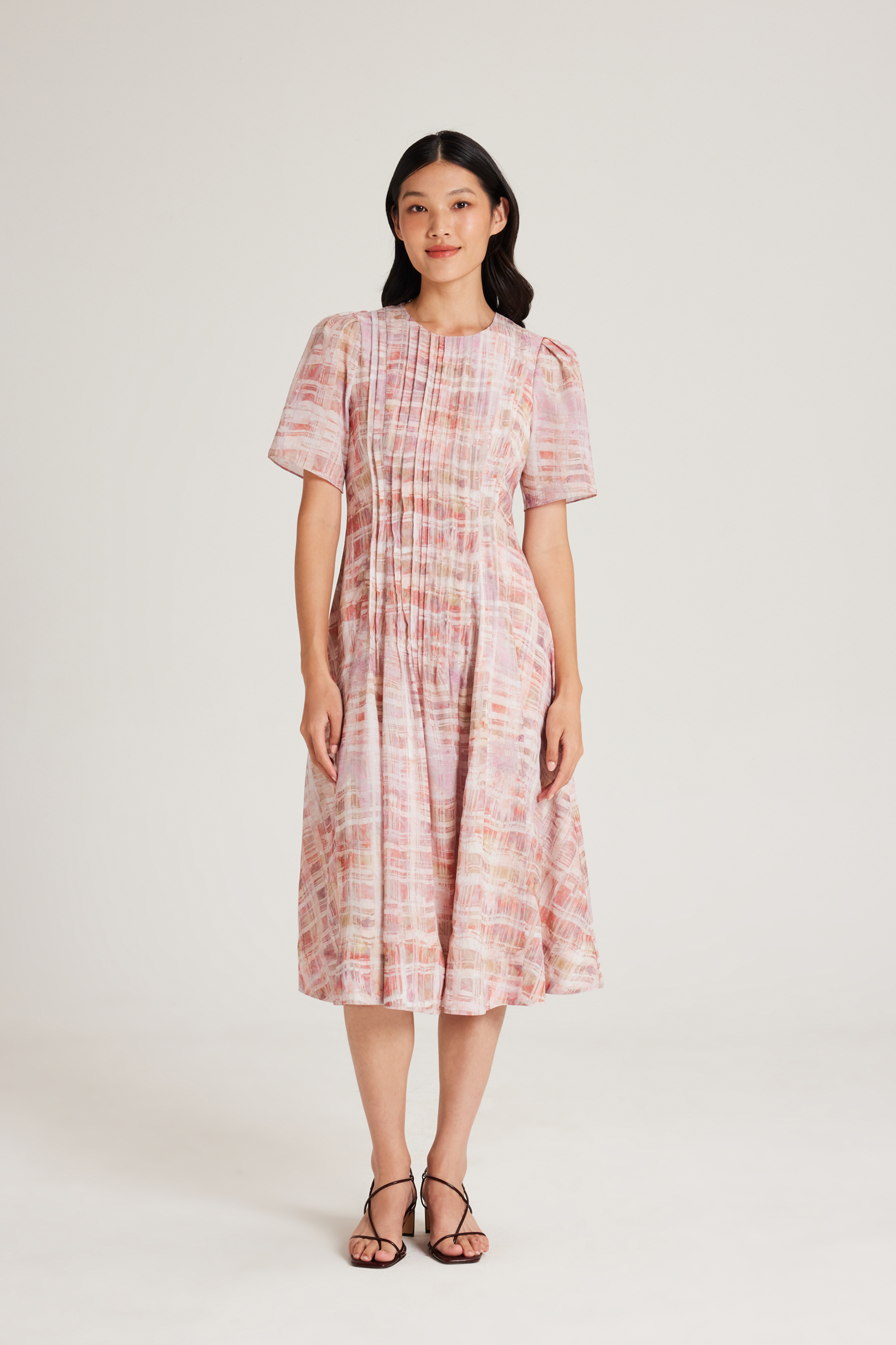Tapestry Pintuck Midi Dress