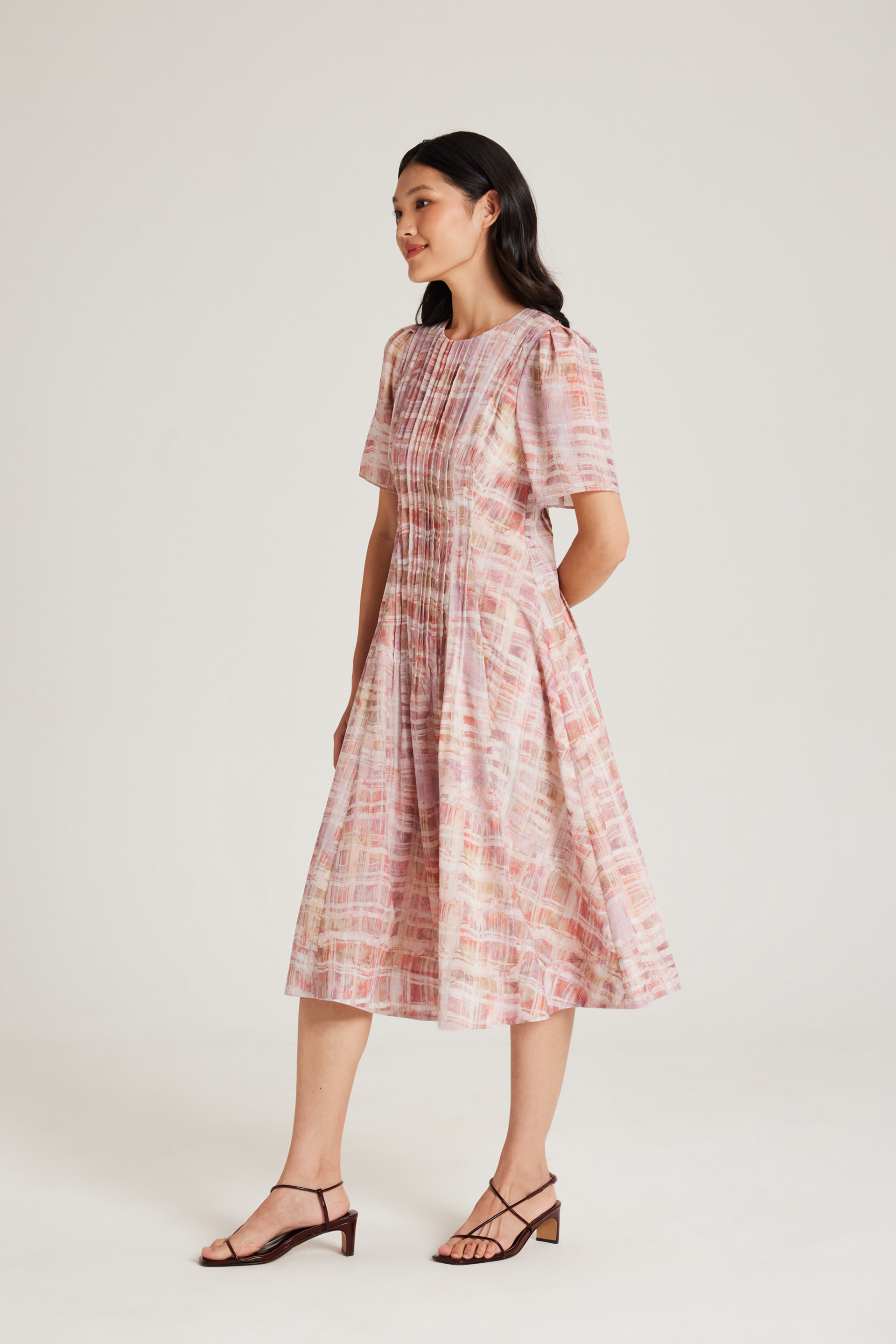 Tapestry Pintuck Midi Dress