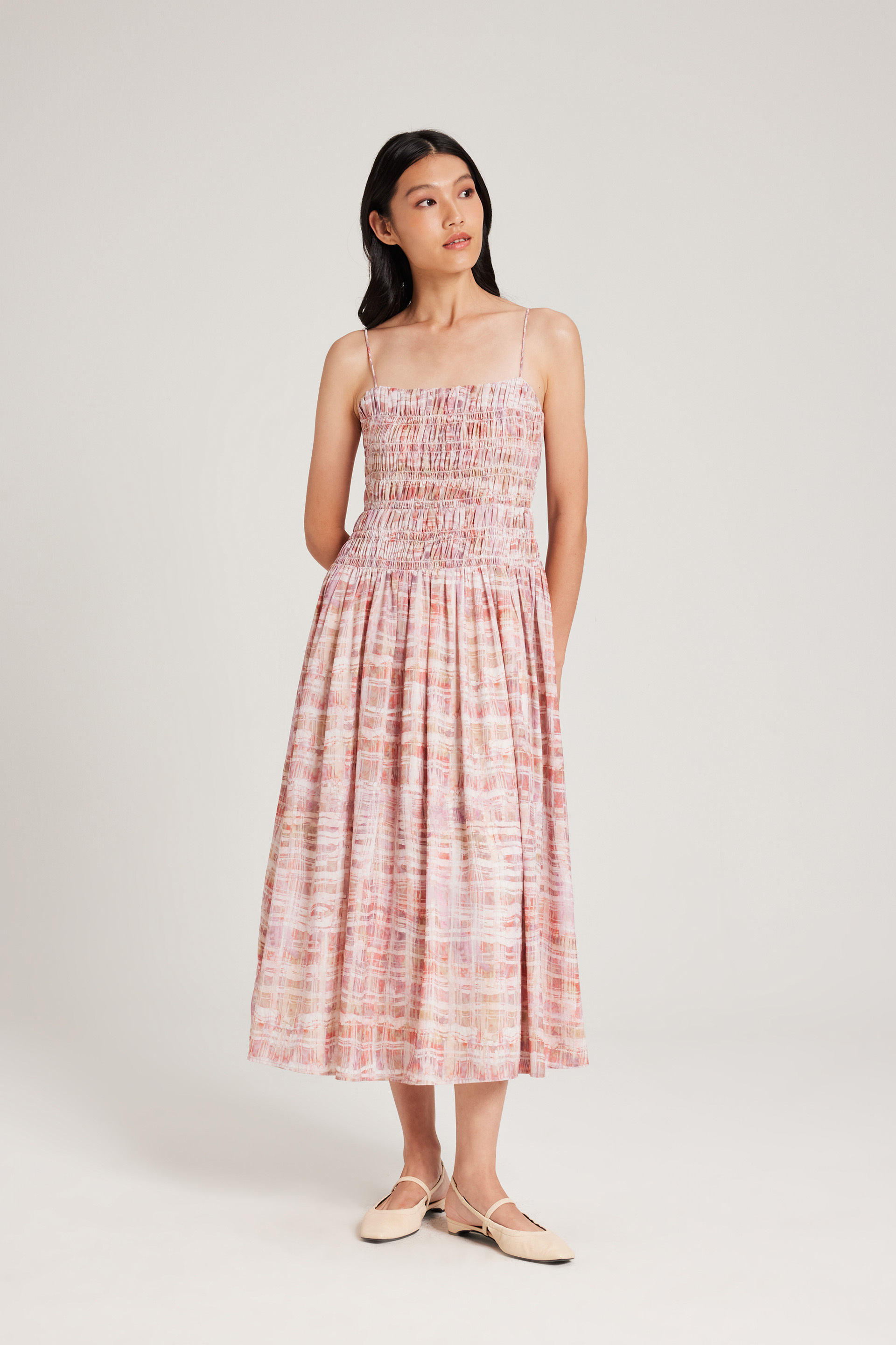 Tapestry Ruched Midi Dress