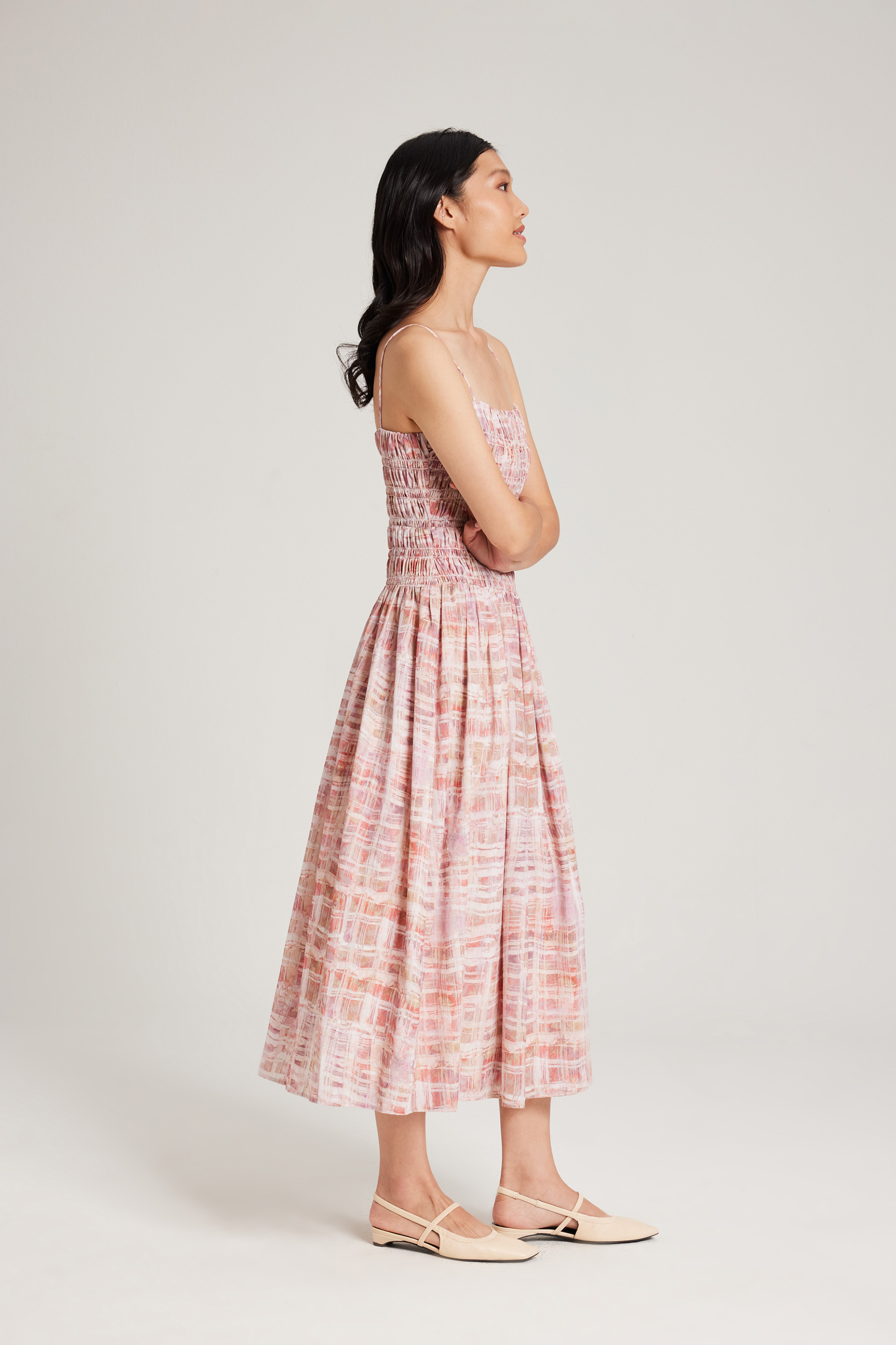 Tapestry Ruched Midi Dress