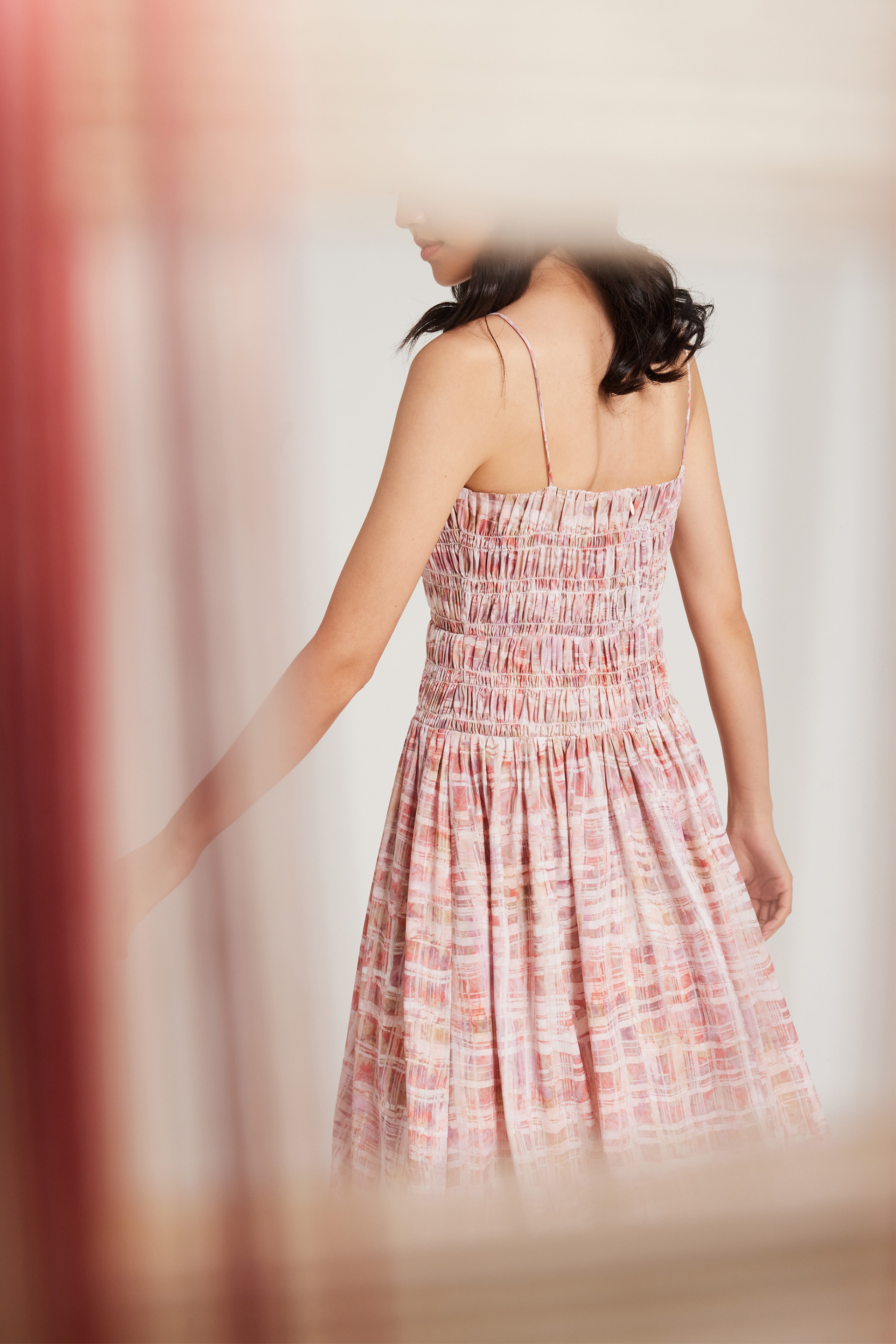 Tapestry Ruched Midi Dress