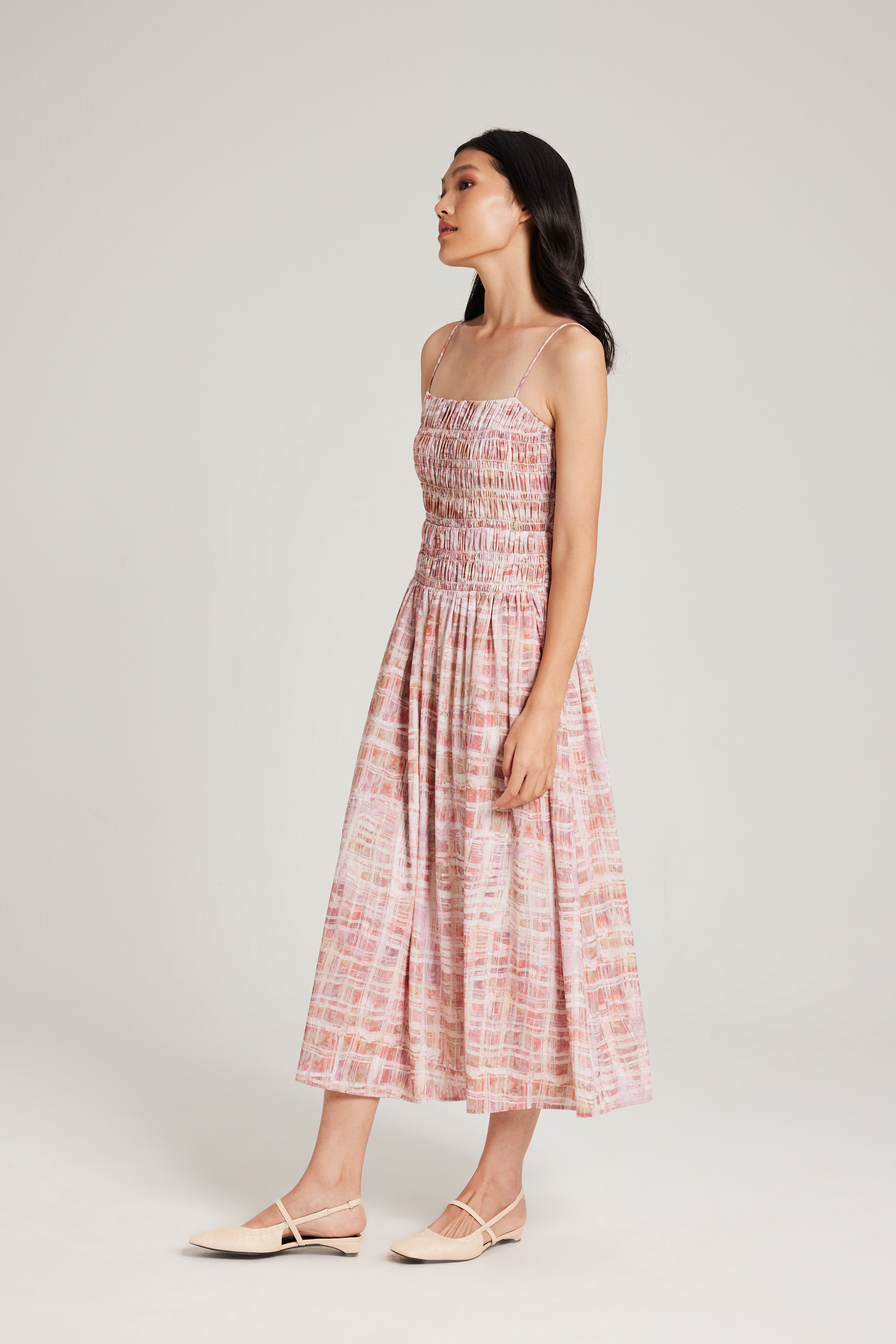 Tapestry Ruched Midi Dress