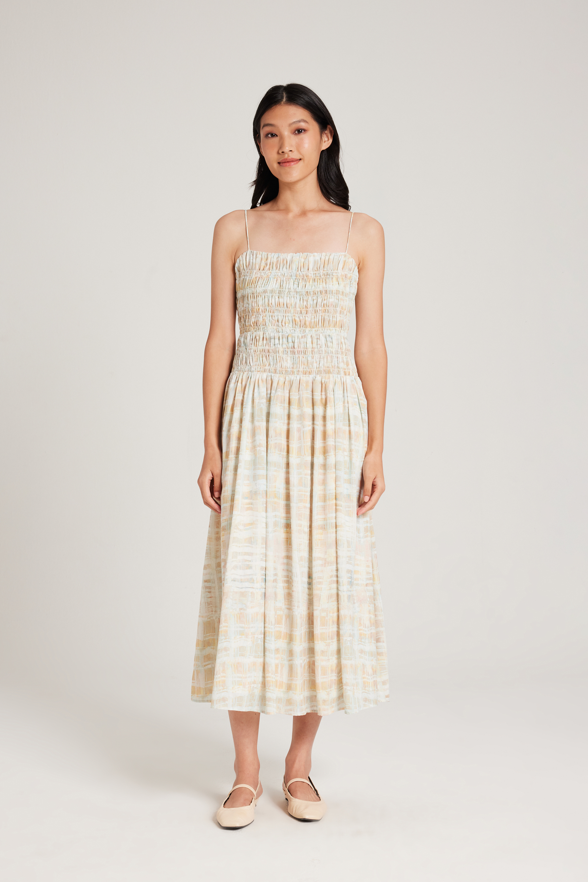Tapestry Ruched Midi Dress