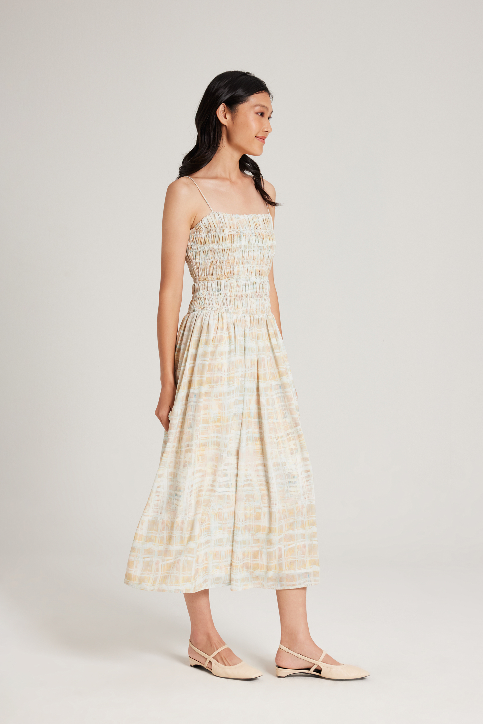 Tapestry Ruched Midi Dress