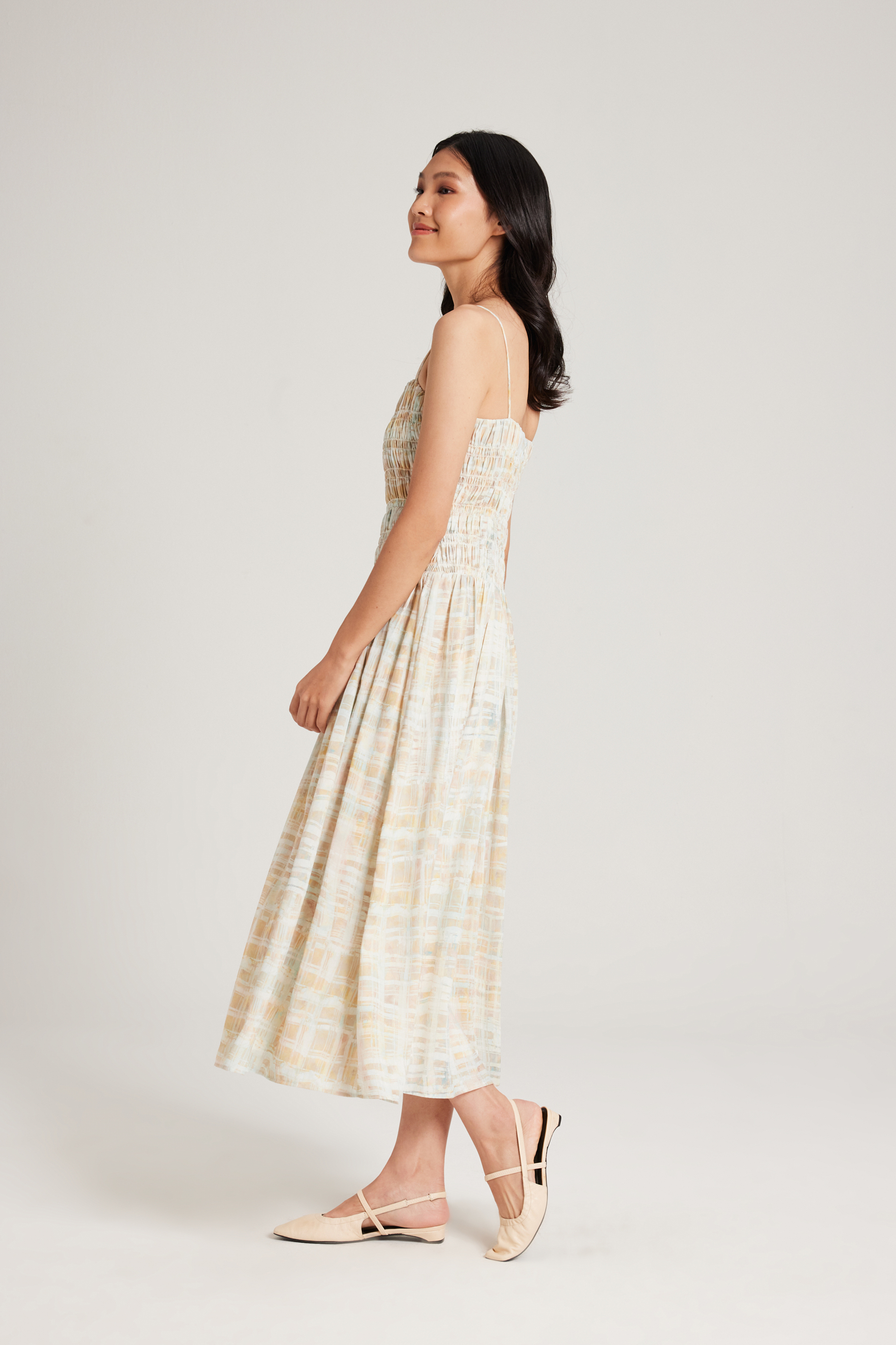 Tapestry Ruched Midi Dress