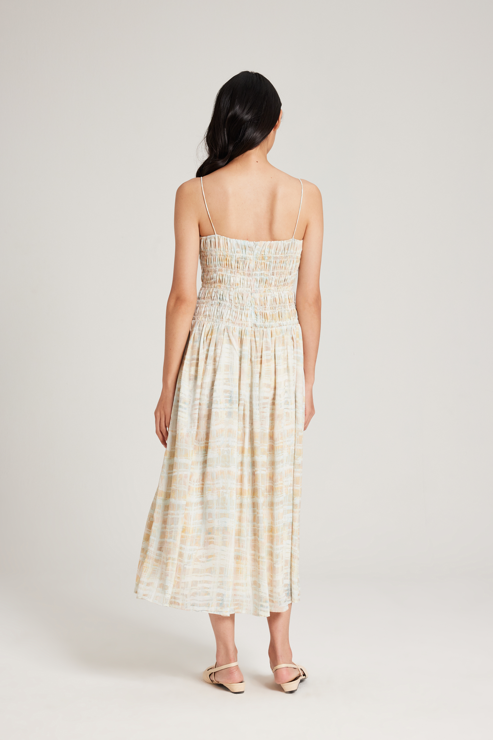Tapestry Ruched Midi Dress