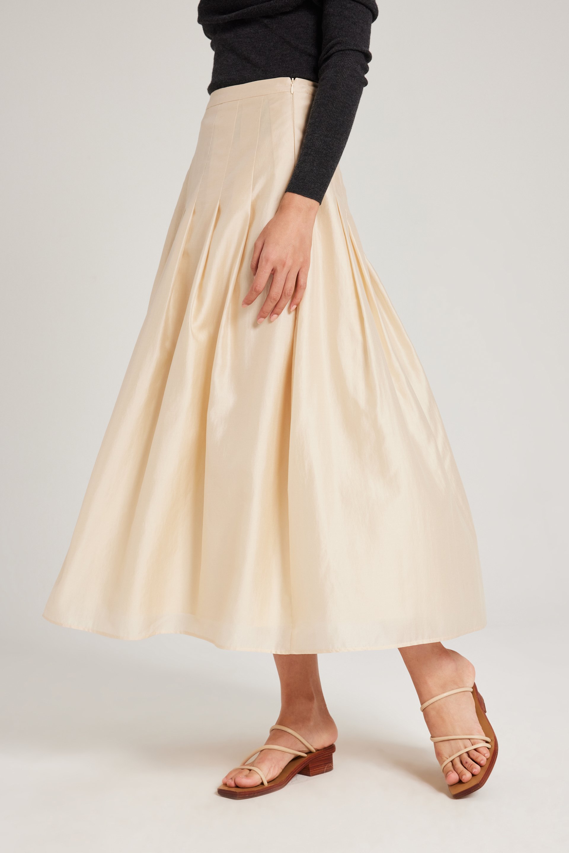 Viscose Pleated Midi Skirt