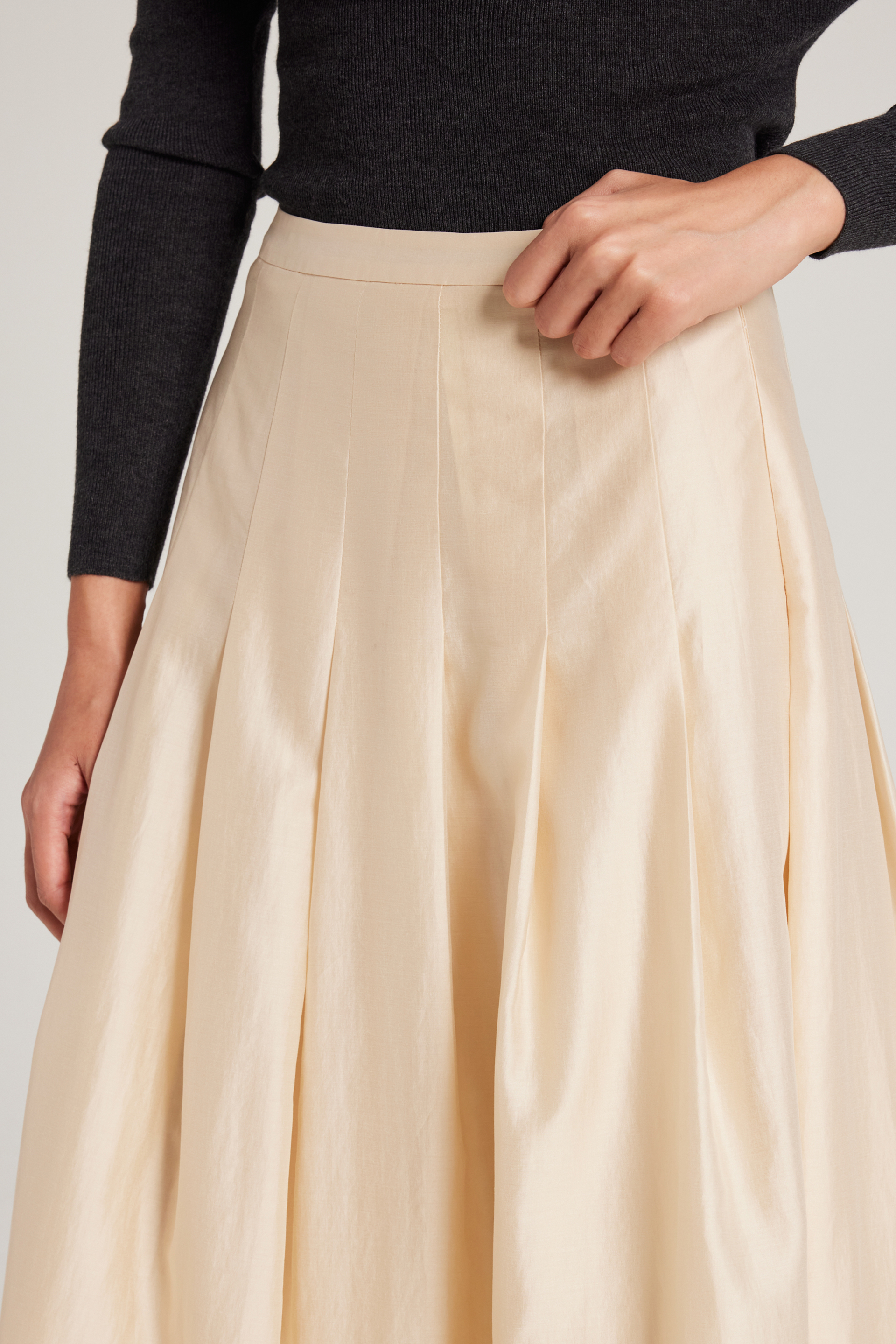 Viscose Pleated Midi Skirt