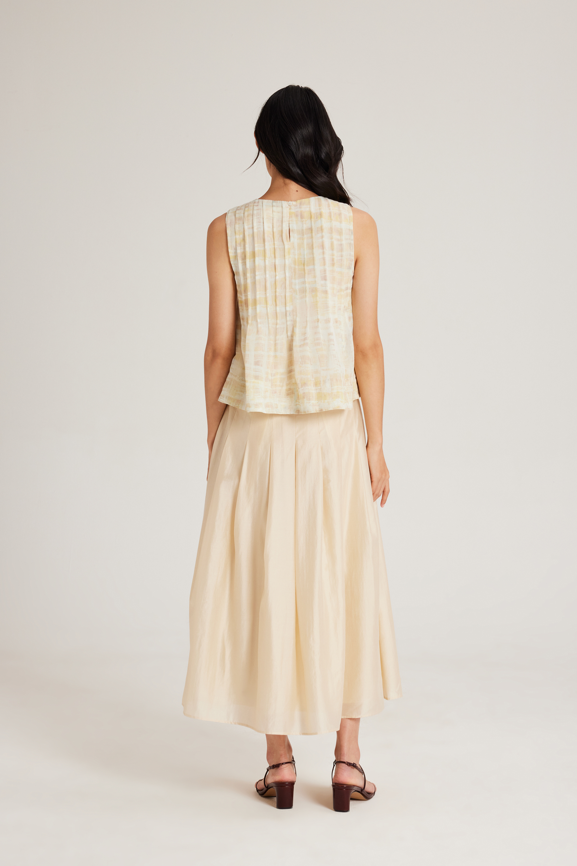 Viscose Pleated Midi Skirt