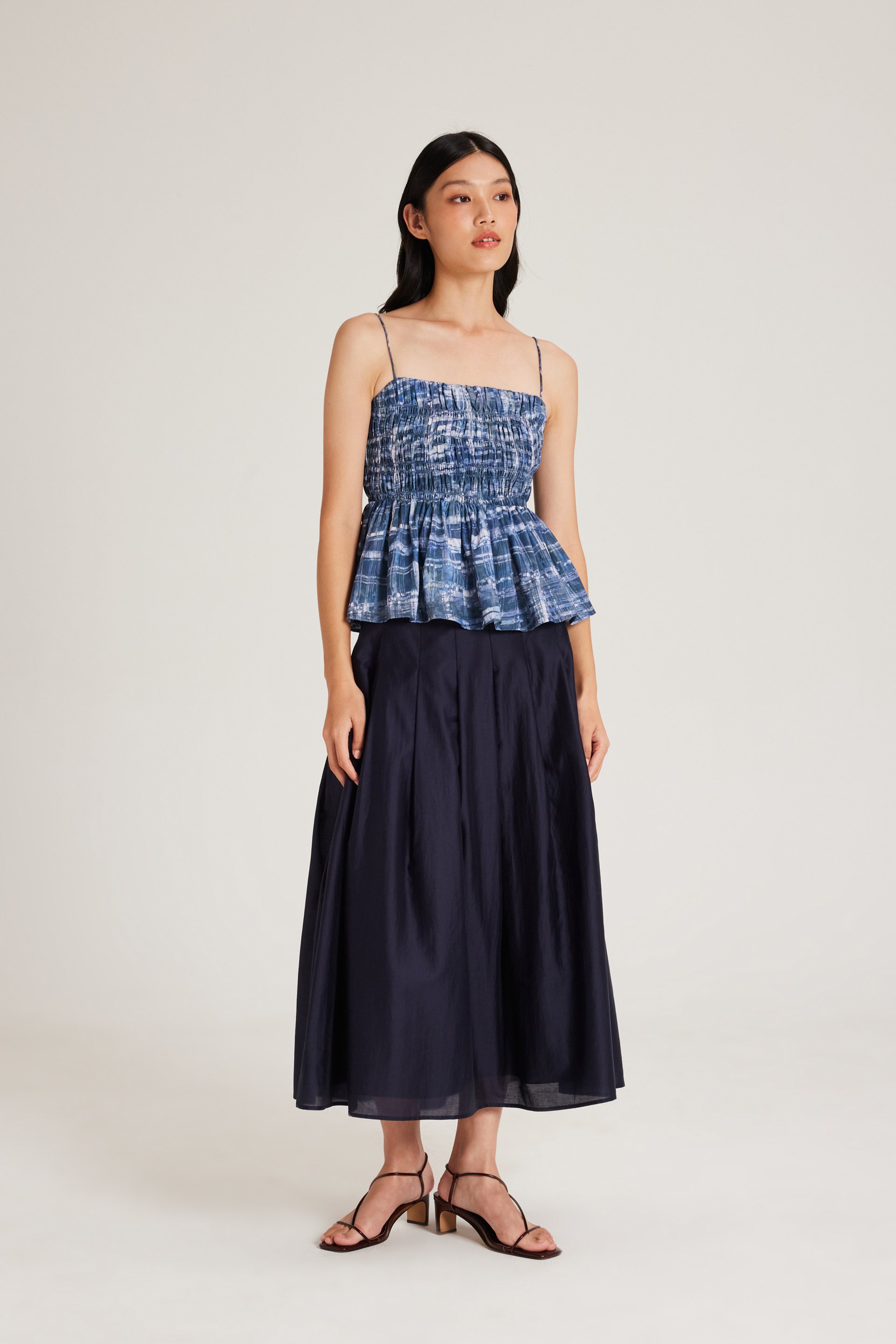 Viscose Pleated Midi Skirt