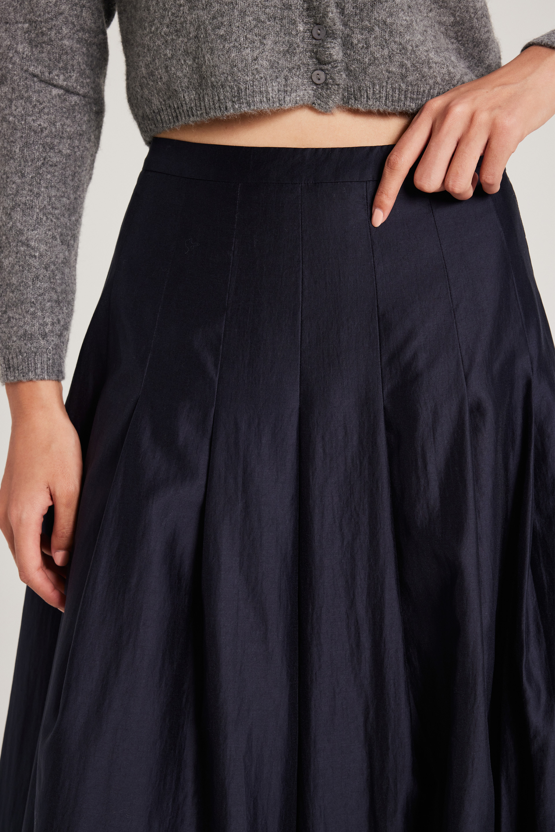 Viscose Pleated Midi Skirt