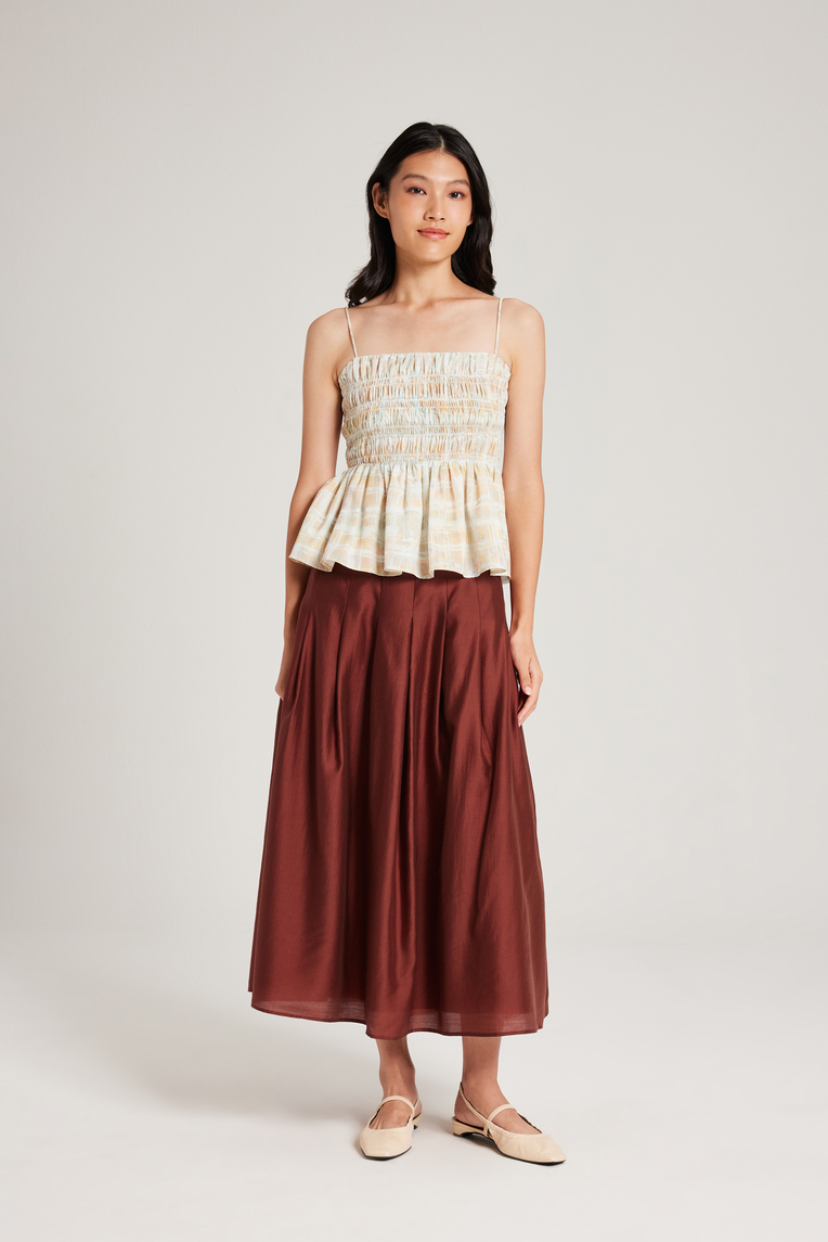 Viscose Pleated Midi Skirt