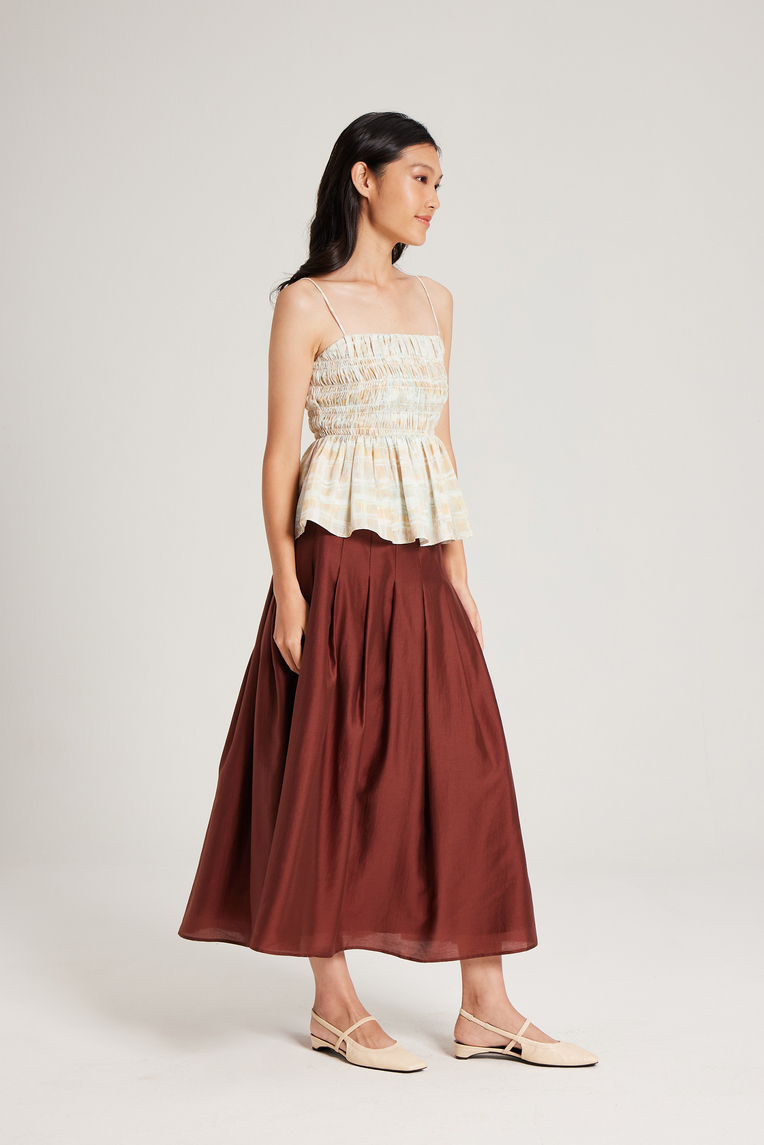 Viscose Pleated Midi Skirt