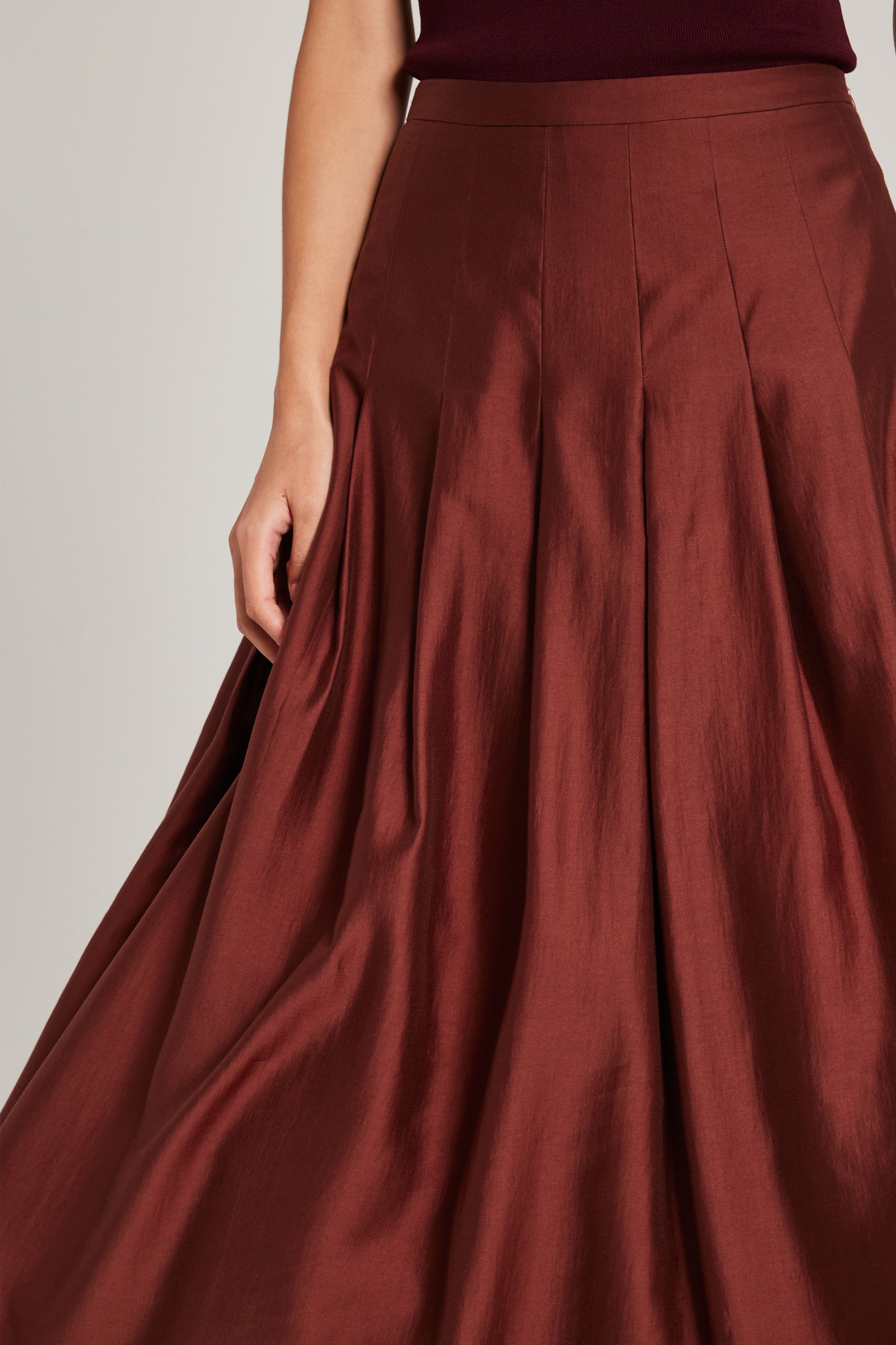 Viscose Pleated Midi Skirt
