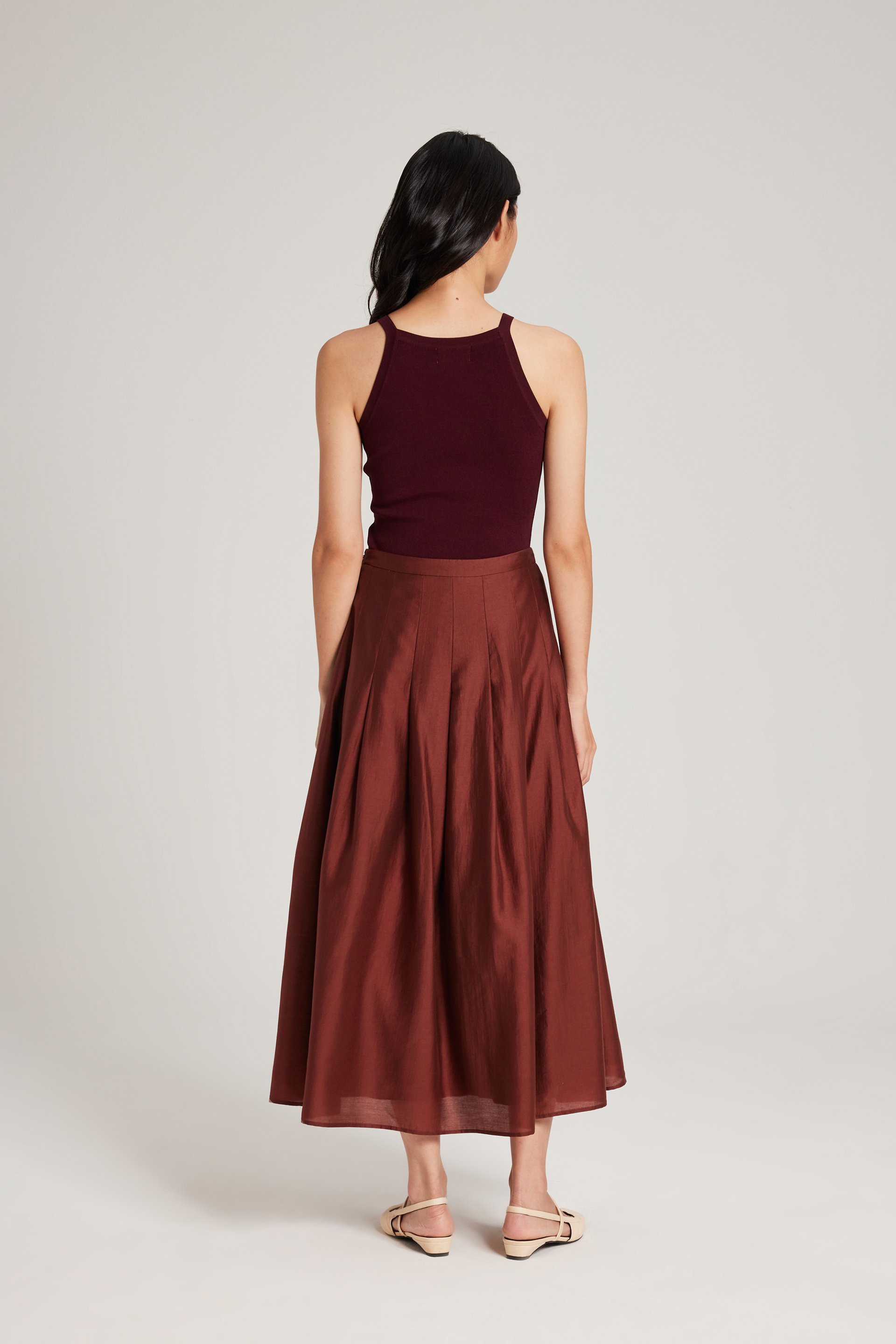 Viscose Pleated Midi Skirt
