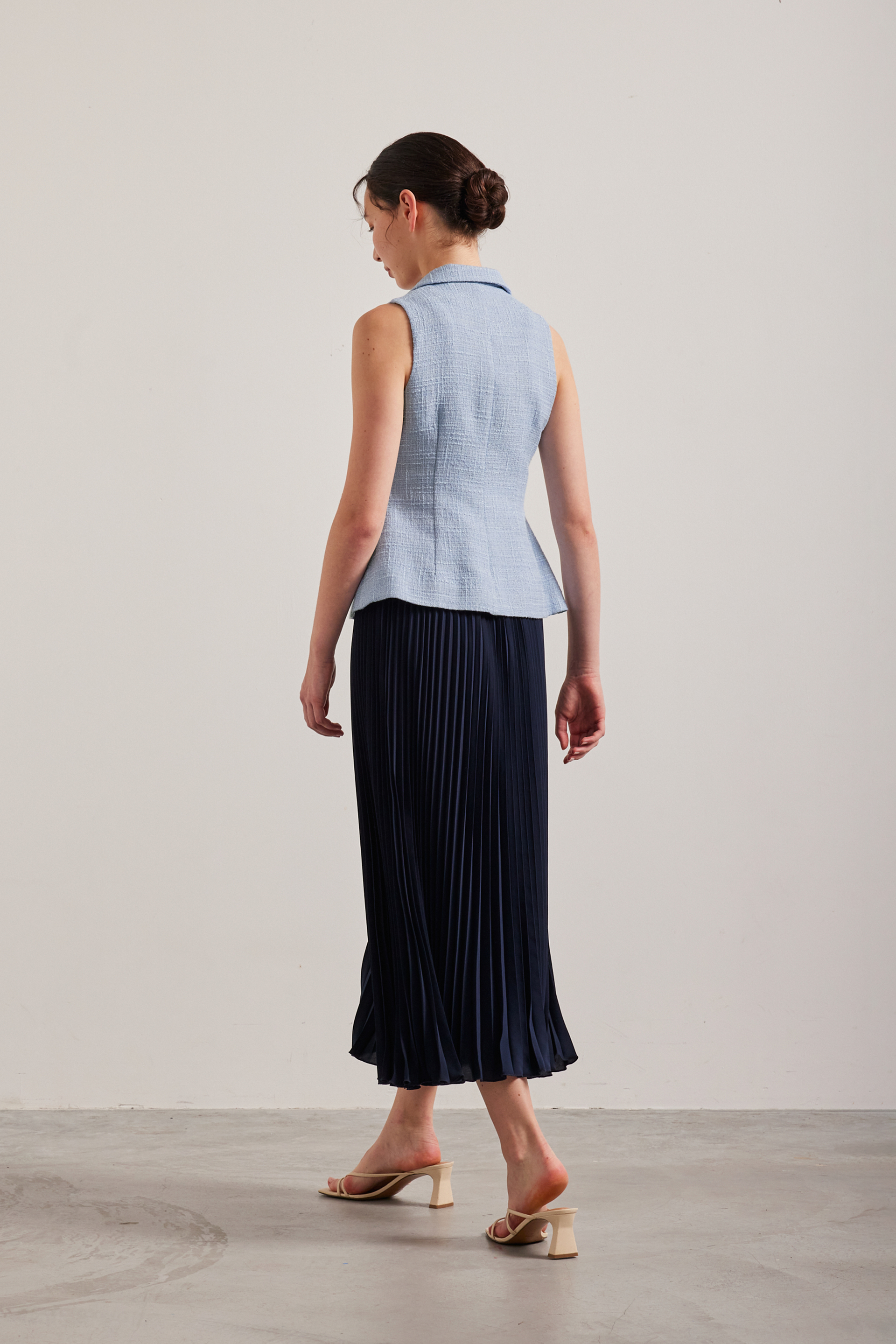 Sunray-Pleated Midi Skirt