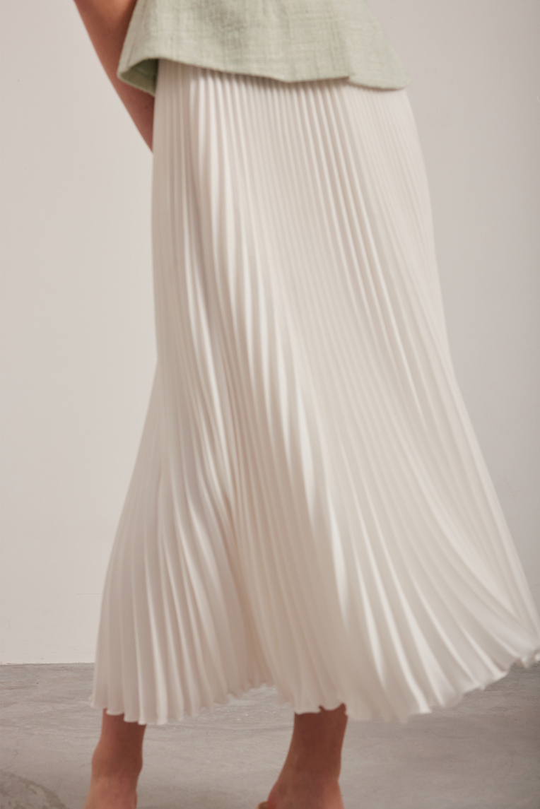 Sunray-Pleated Midi Skirt