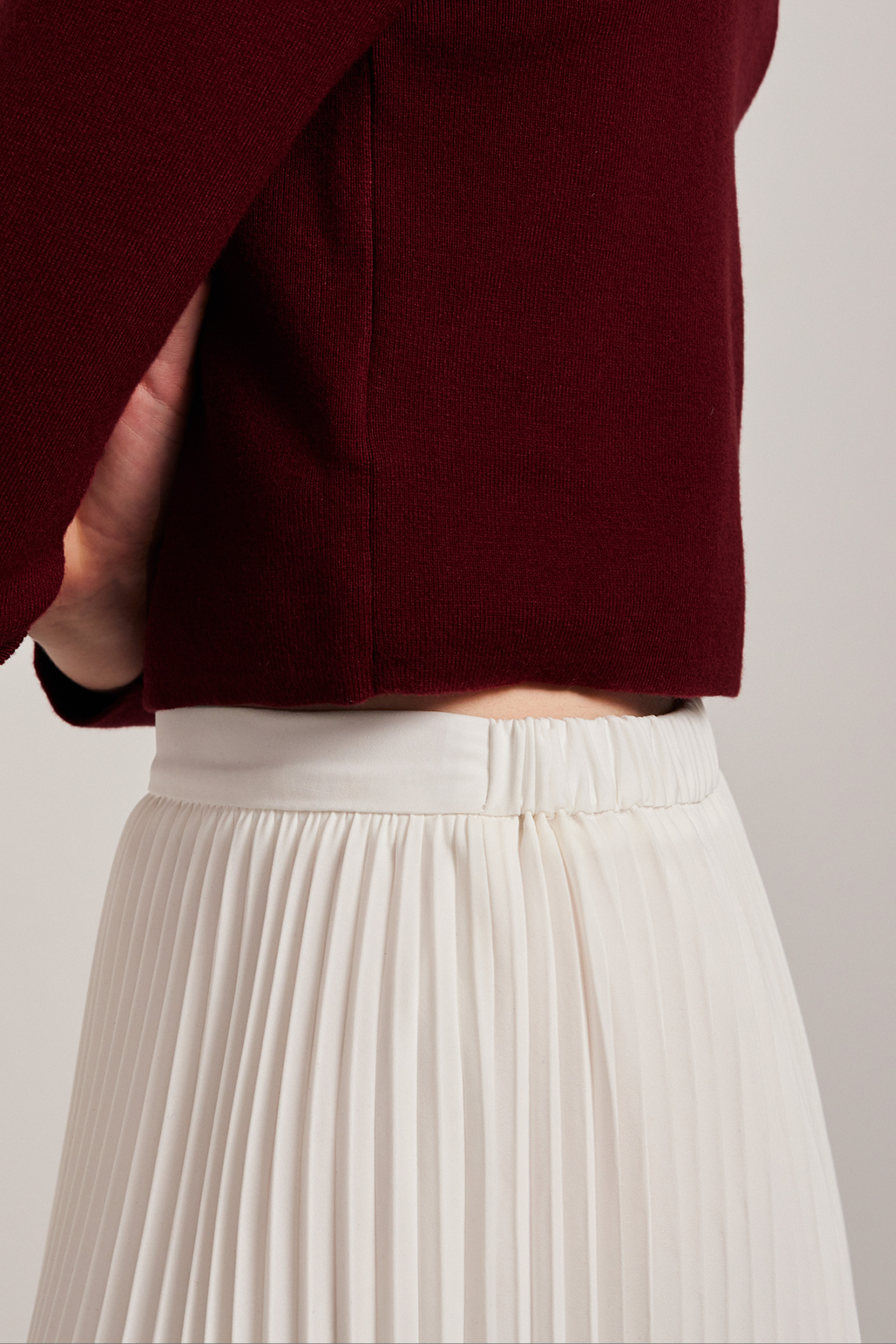 Sunray-Pleated Midi Skirt
