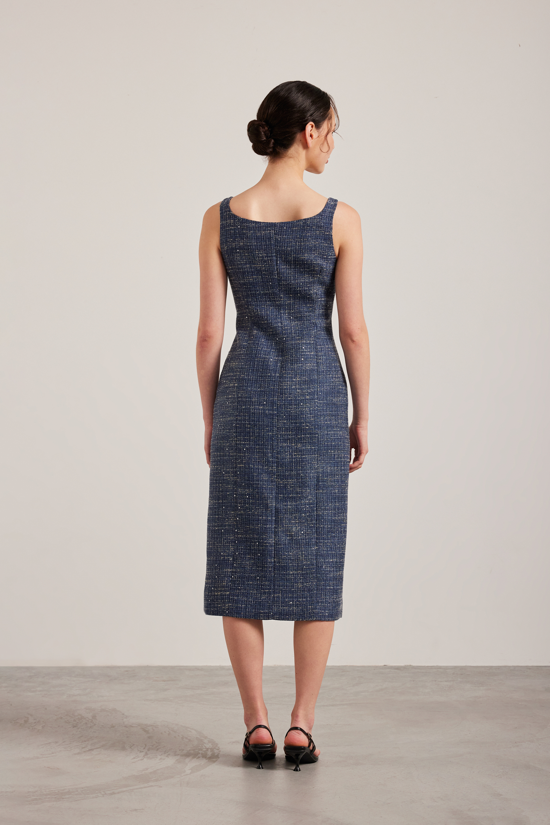 Tweed Button-Down Vest Dress