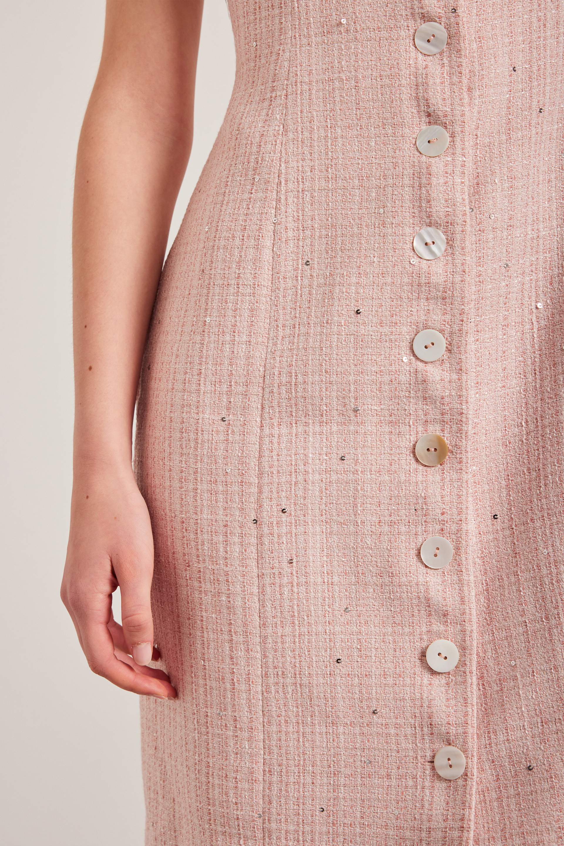 Tweed Button-Down Vest Dress