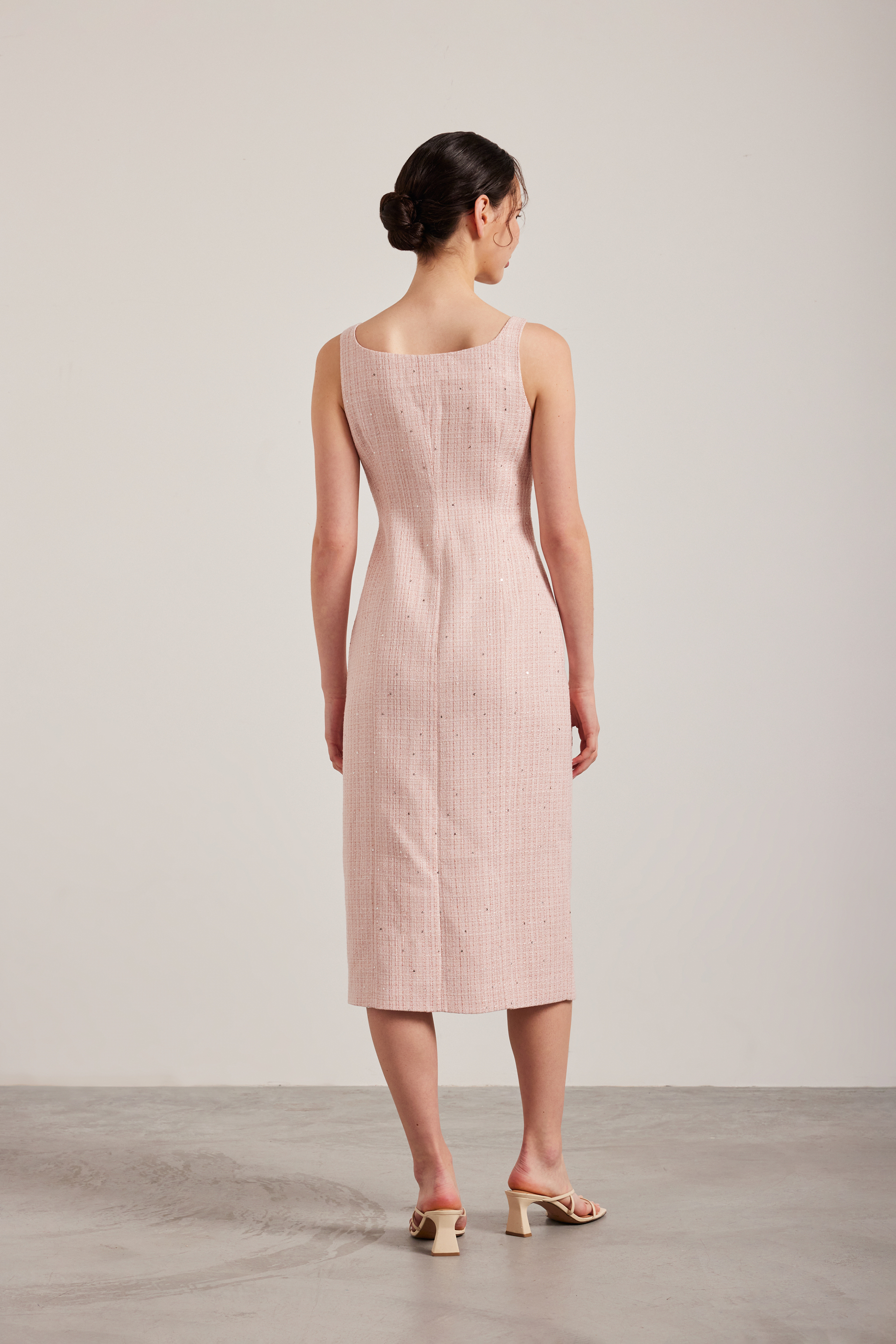 Tweed Button-Down Vest Dress