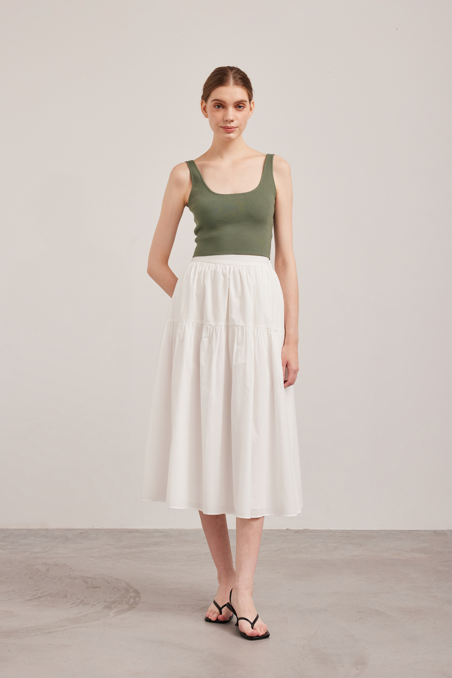 Square-Neck Knit Crop Top 